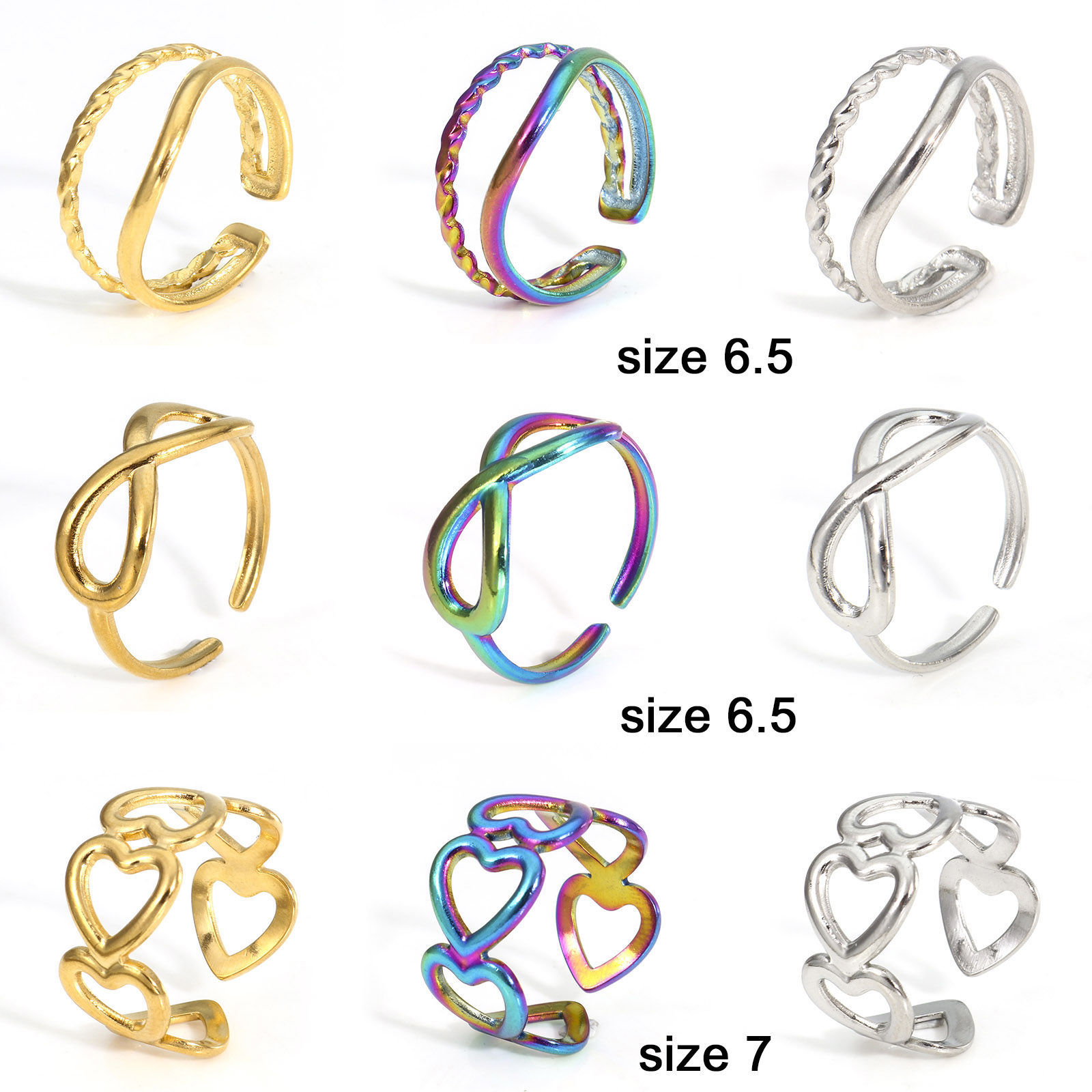 Picture of Eco-friendly 304 Stainless Steel Open Rings Multicolor
