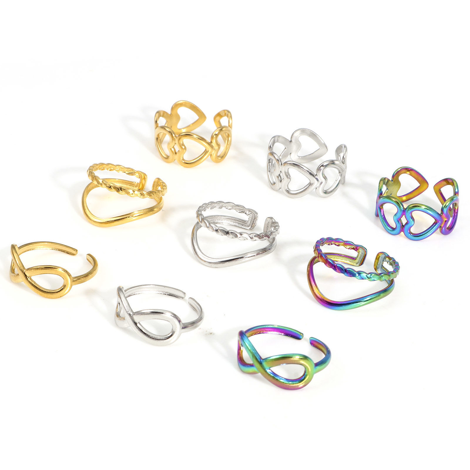 Picture of Eco-friendly 304 Stainless Steel Open Rings Multicolor