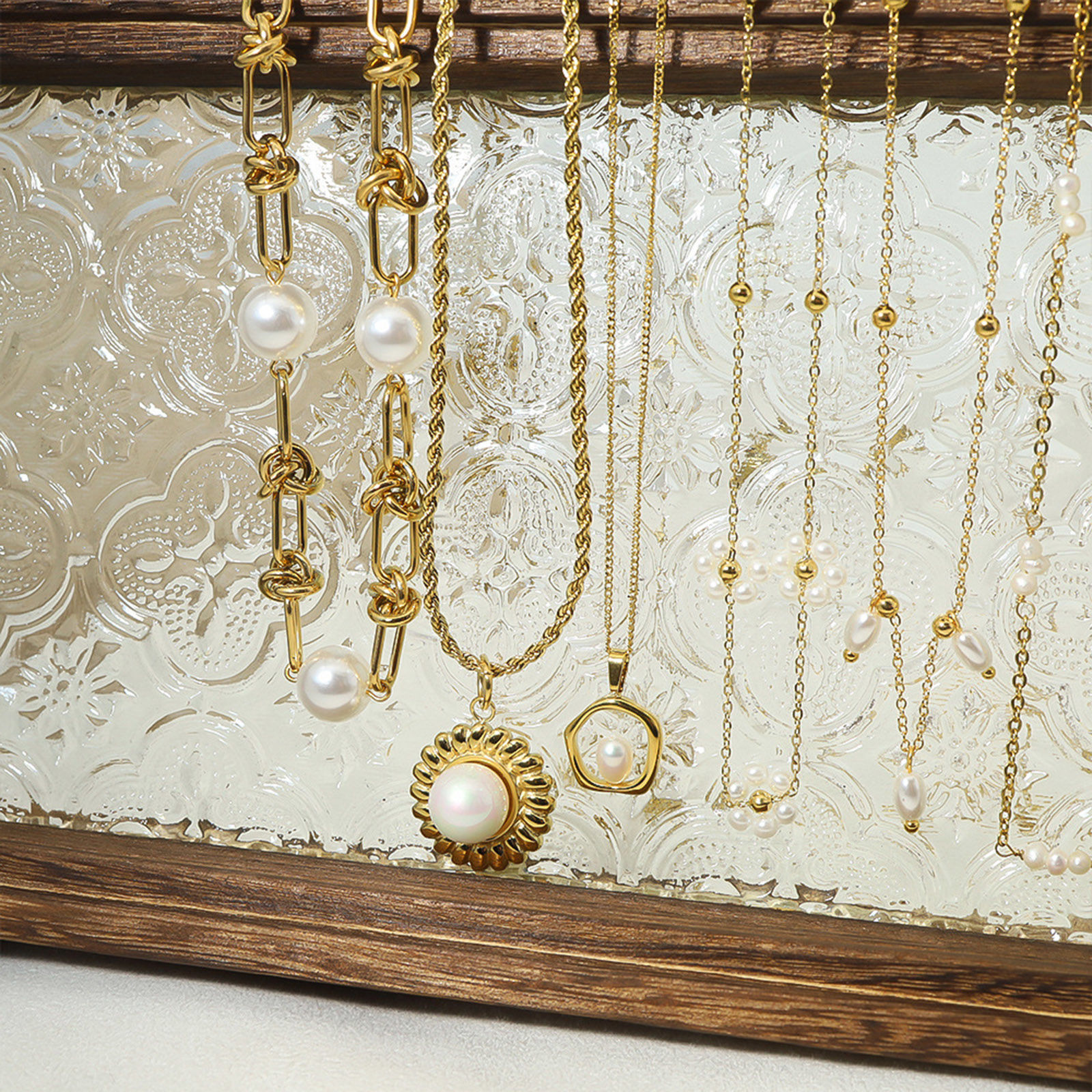 Picture of Eco-friendly 304 Stainless Steel Ins Style Link Chain Necklace 18K Gold Plated Imitation Pearl 1 Piece