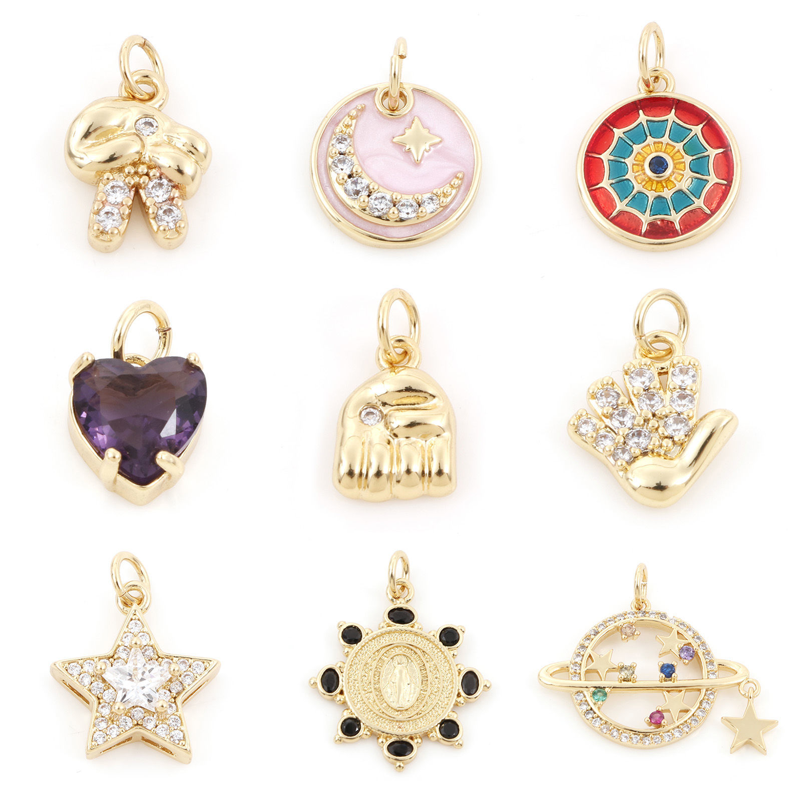 Picture of Brass Charms Gold Plated Gold Plated Pentagram Star Jesus