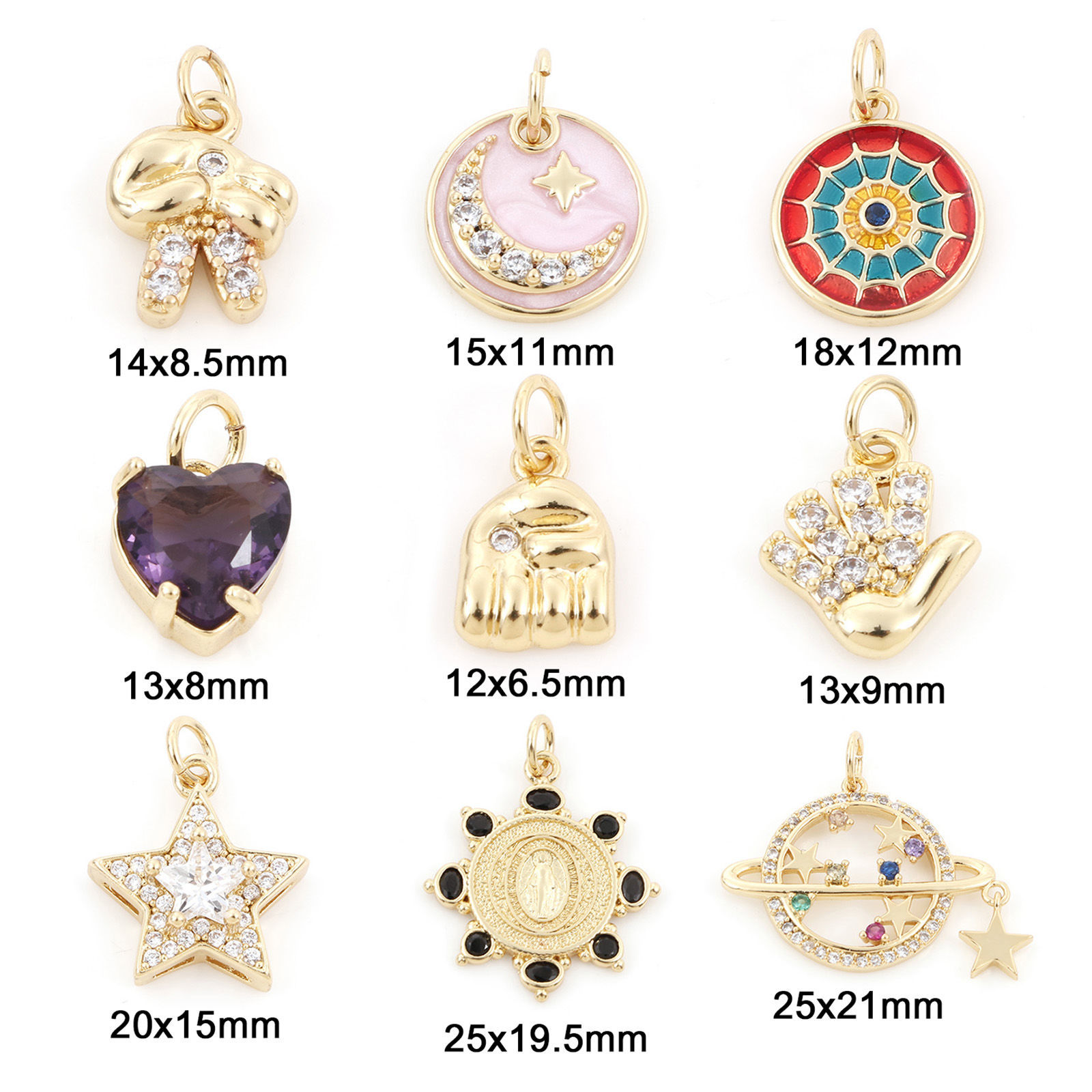 Picture of Brass Charms Gold Plated Gold Plated Pentagram Star Jesus