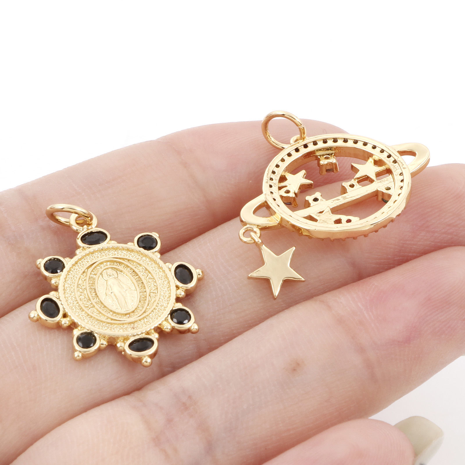 Picture of Brass Charms Gold Plated Gold Plated Pentagram Star Jesus