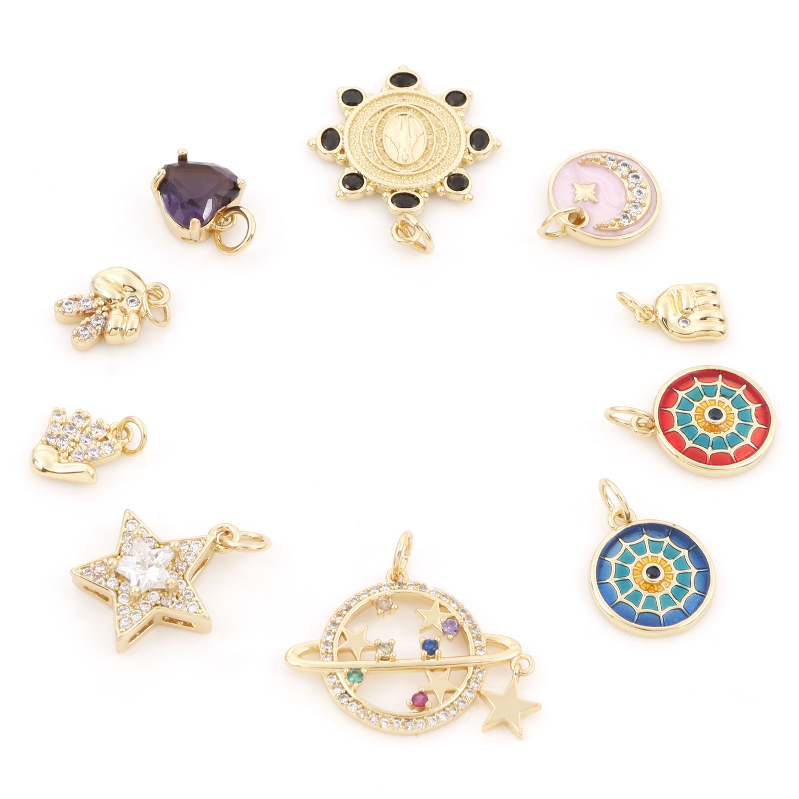 Picture of Brass Charms Gold Plated Gold Plated Pentagram Star Jesus