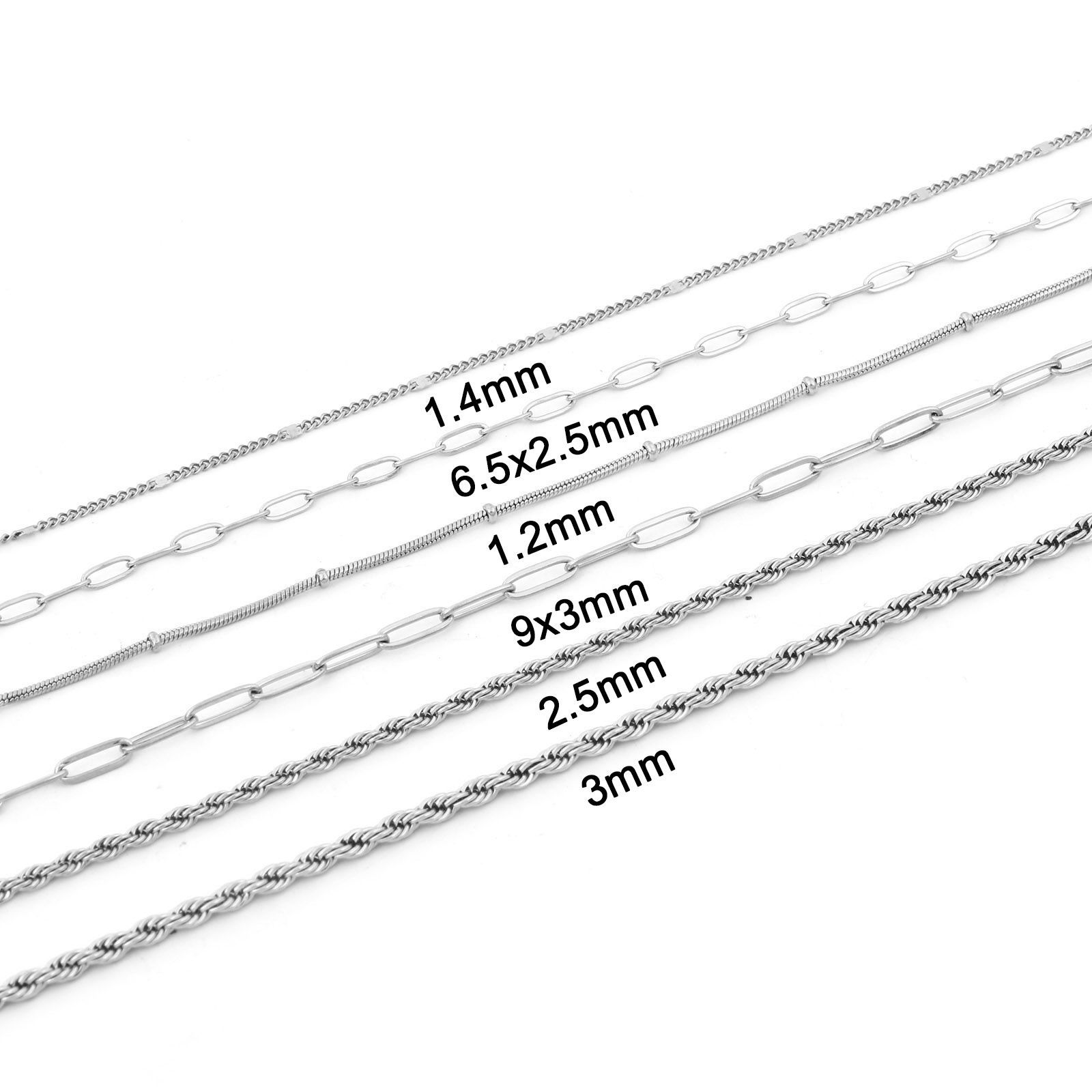 Picture of Eco-friendly 304 Stainless Steel Link Chain For Handmade DIY Jewelry Making Findings Silver Tone
