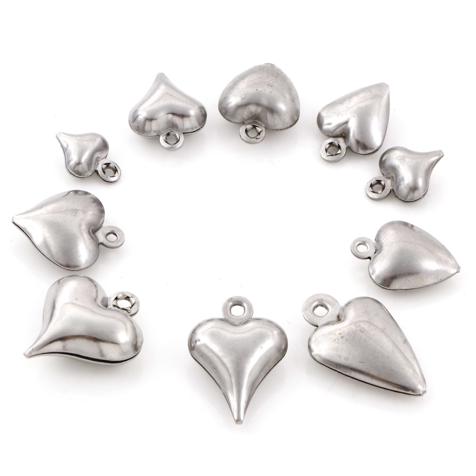 Picture of Eco-friendly 304 Stainless Steel Charms Silver Tone Heart 3D