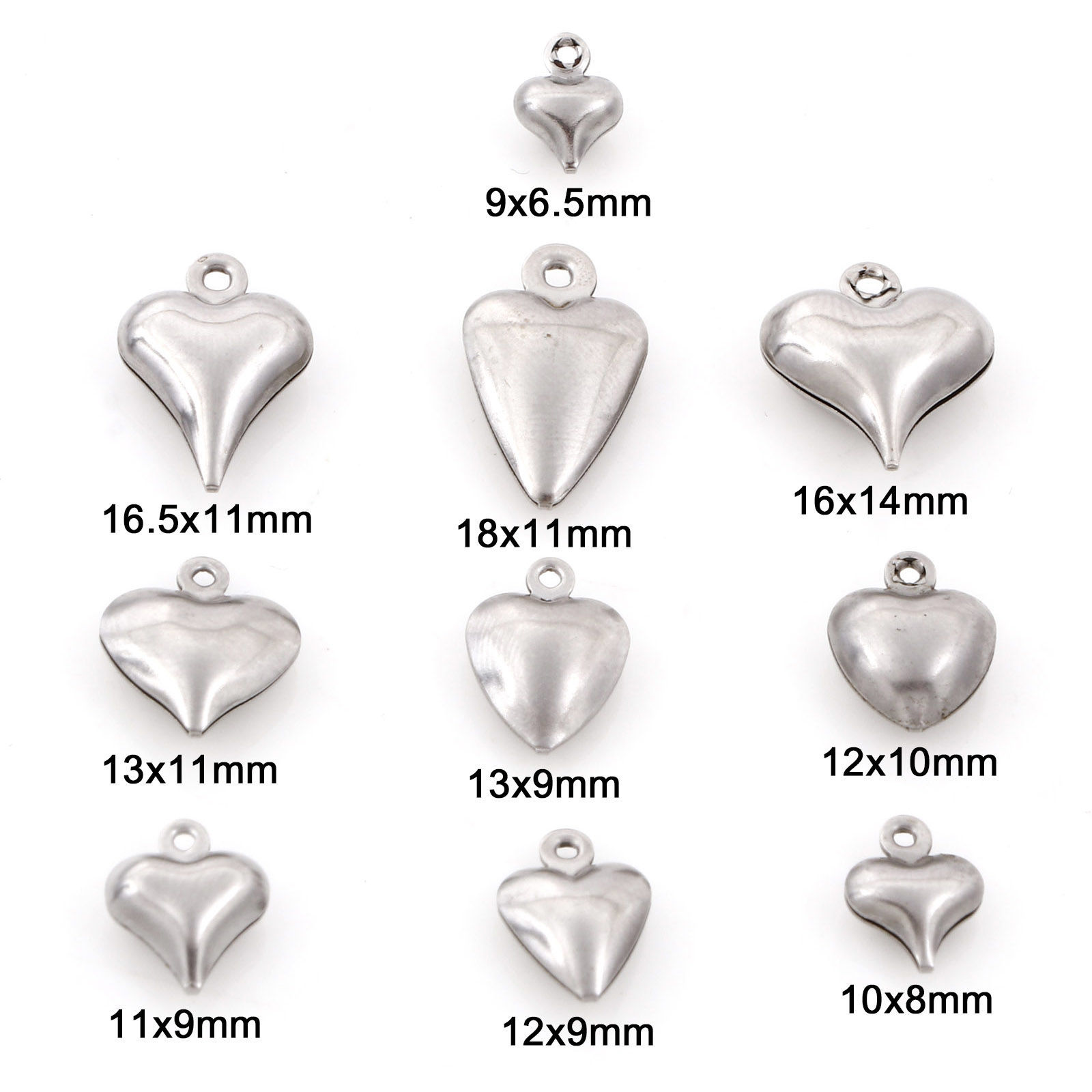 Picture of Eco-friendly 304 Stainless Steel Charms Silver Tone Heart 3D