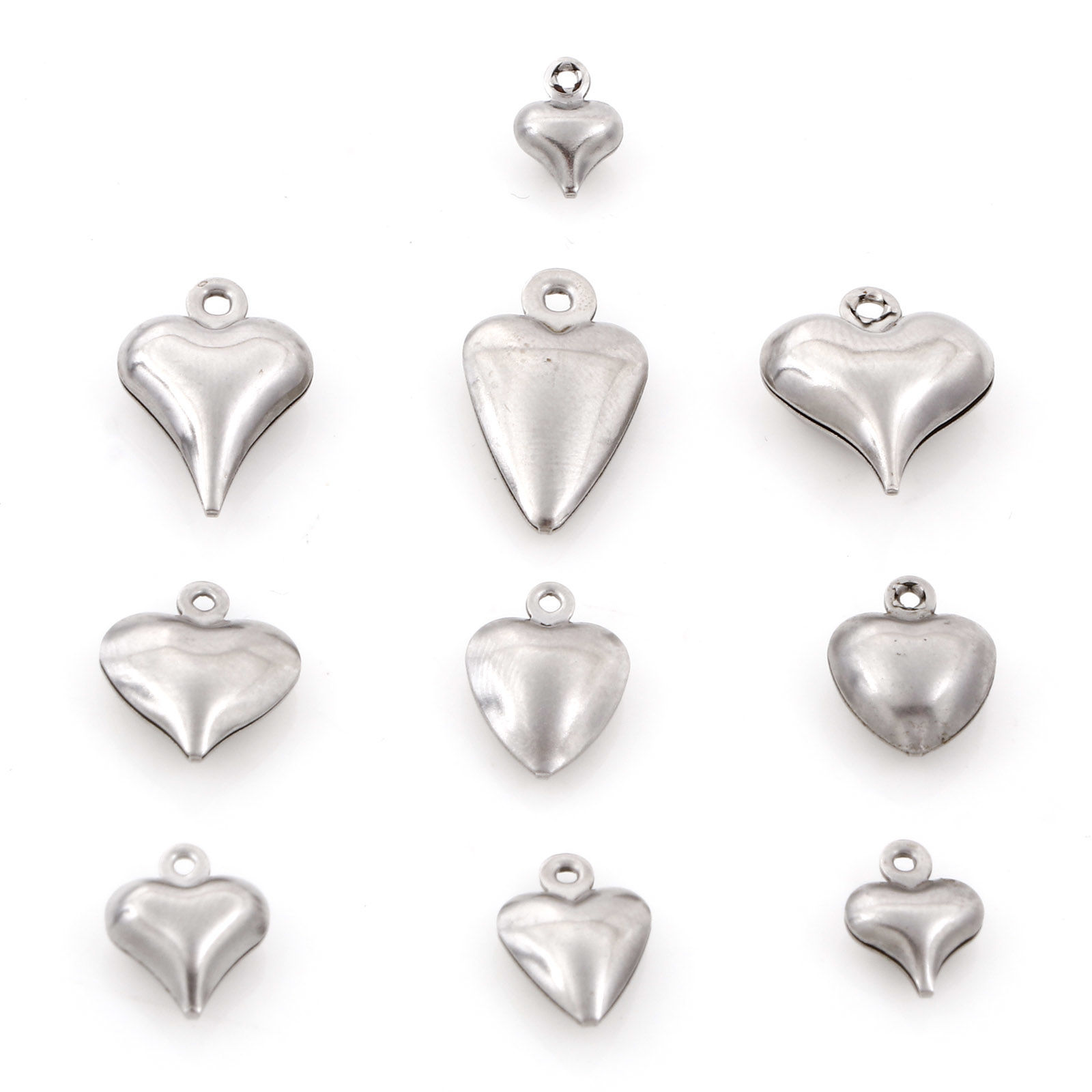 Picture of Eco-friendly 304 Stainless Steel Charms Silver Tone Heart 3D