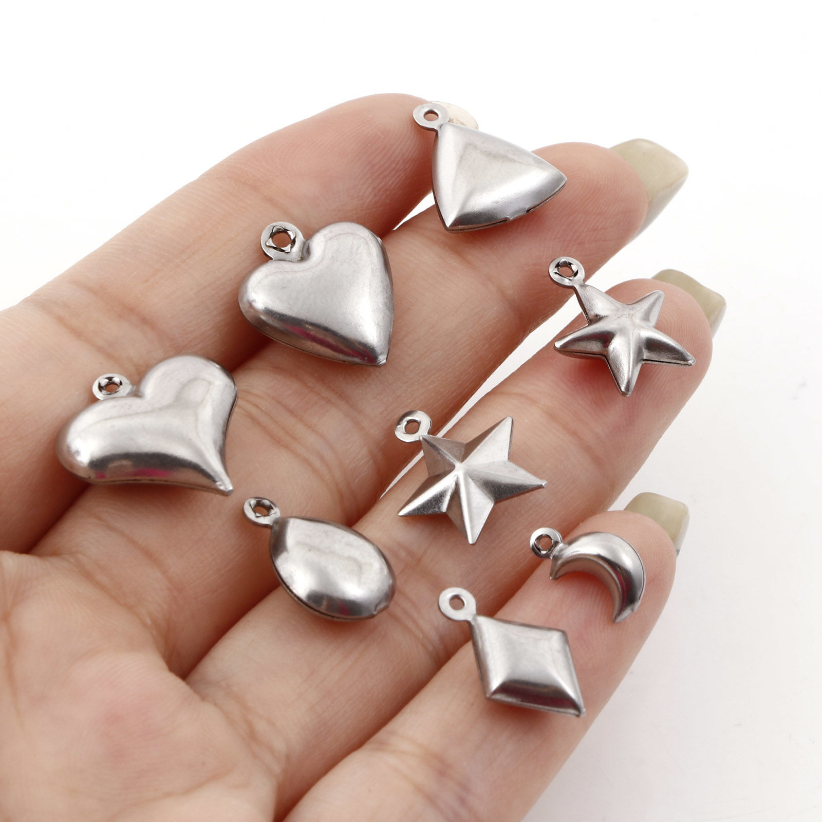 Picture of Eco-friendly 304 Stainless Steel Charms Silver Tone Pentagram Star 3D