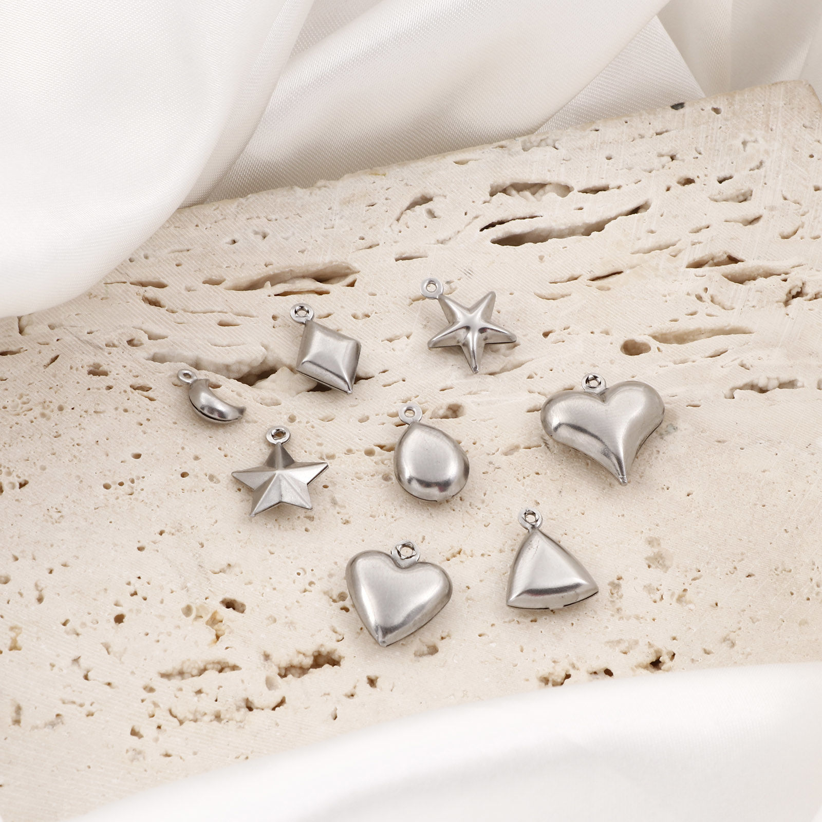 Picture of Eco-friendly 304 Stainless Steel Charms Silver Tone Pentagram Star 3D