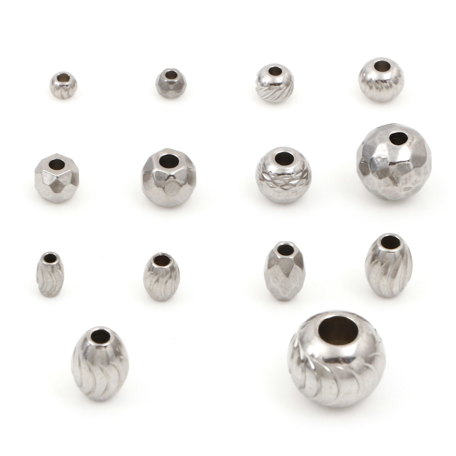 Picture of Eco-friendly 304 Stainless Steel Beads For DIY Jewelry Making Silver Tone Texture