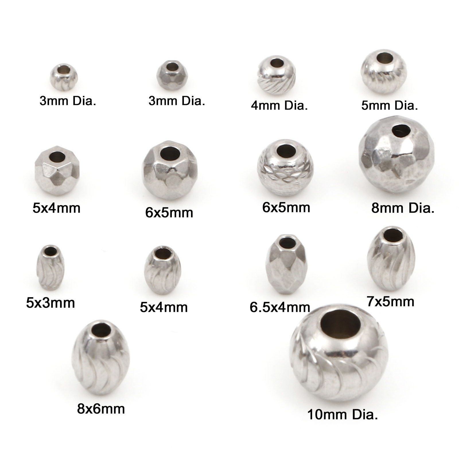 Picture of Eco-friendly 304 Stainless Steel Beads For DIY Jewelry Making Silver Tone Texture