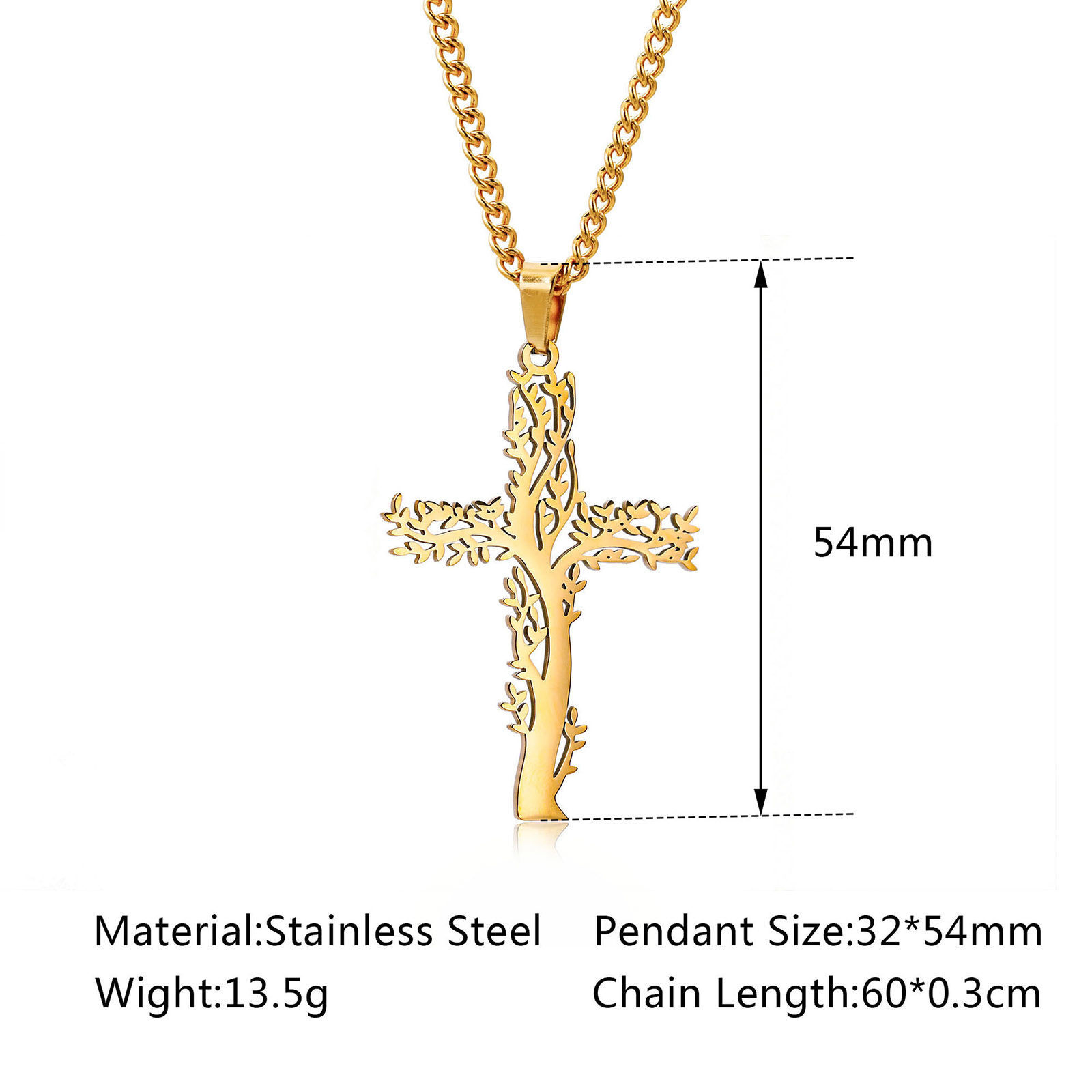 Immagine di Ecologico 304 Acciaio Inossidabile Religione Catena Singolare Collana Multicolore Croce Albero di Vita Filigrana 1 Pz