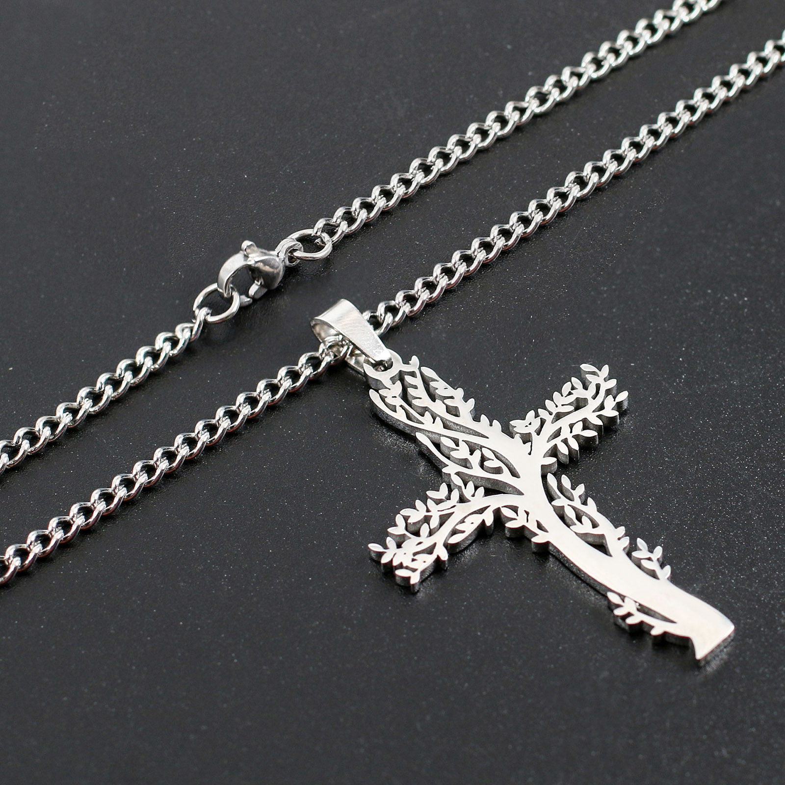 Immagine di Ecologico 304 Acciaio Inossidabile Religione Catena Singolare Collana Multicolore Croce Albero di Vita Filigrana 1 Pz