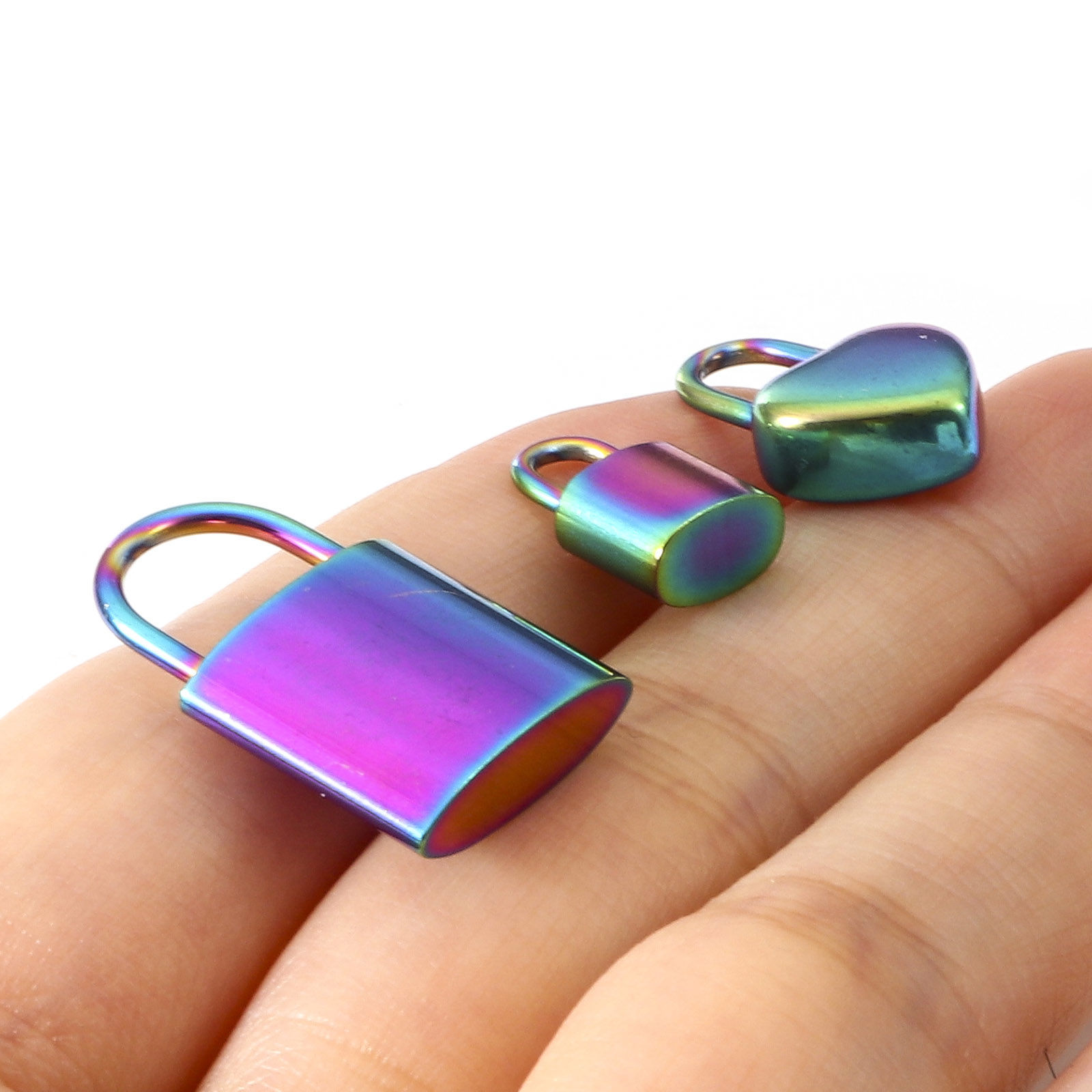 Picture of Eco-friendly Vacuum Plating 304 Stainless Steel Charms Multicolor Lock