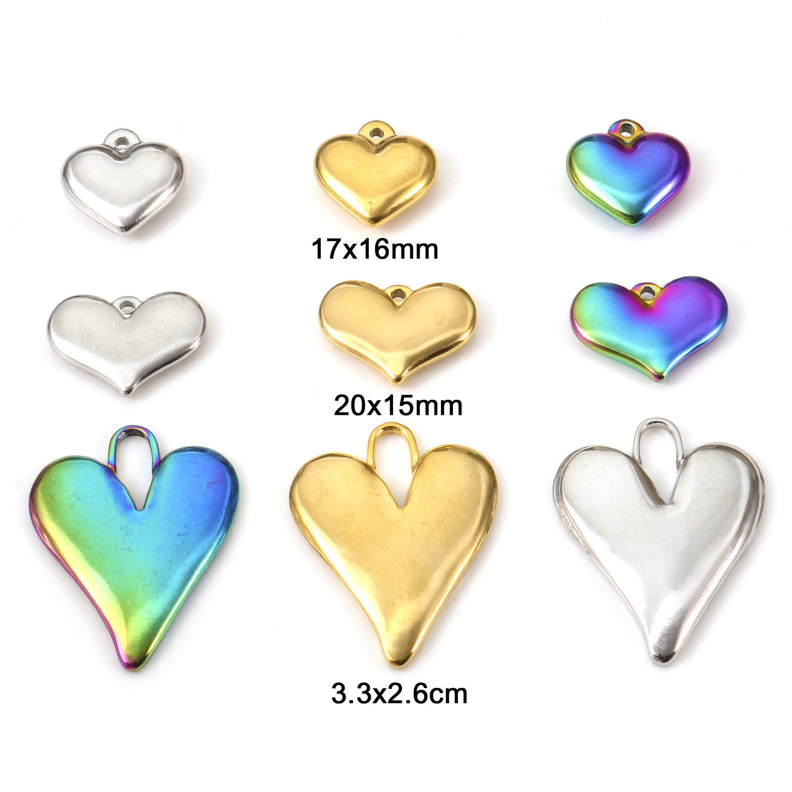 Picture of Eco-friendly Vacuum Plating 304 Stainless Steel Valentine's Day Pendants Multicolor Heart