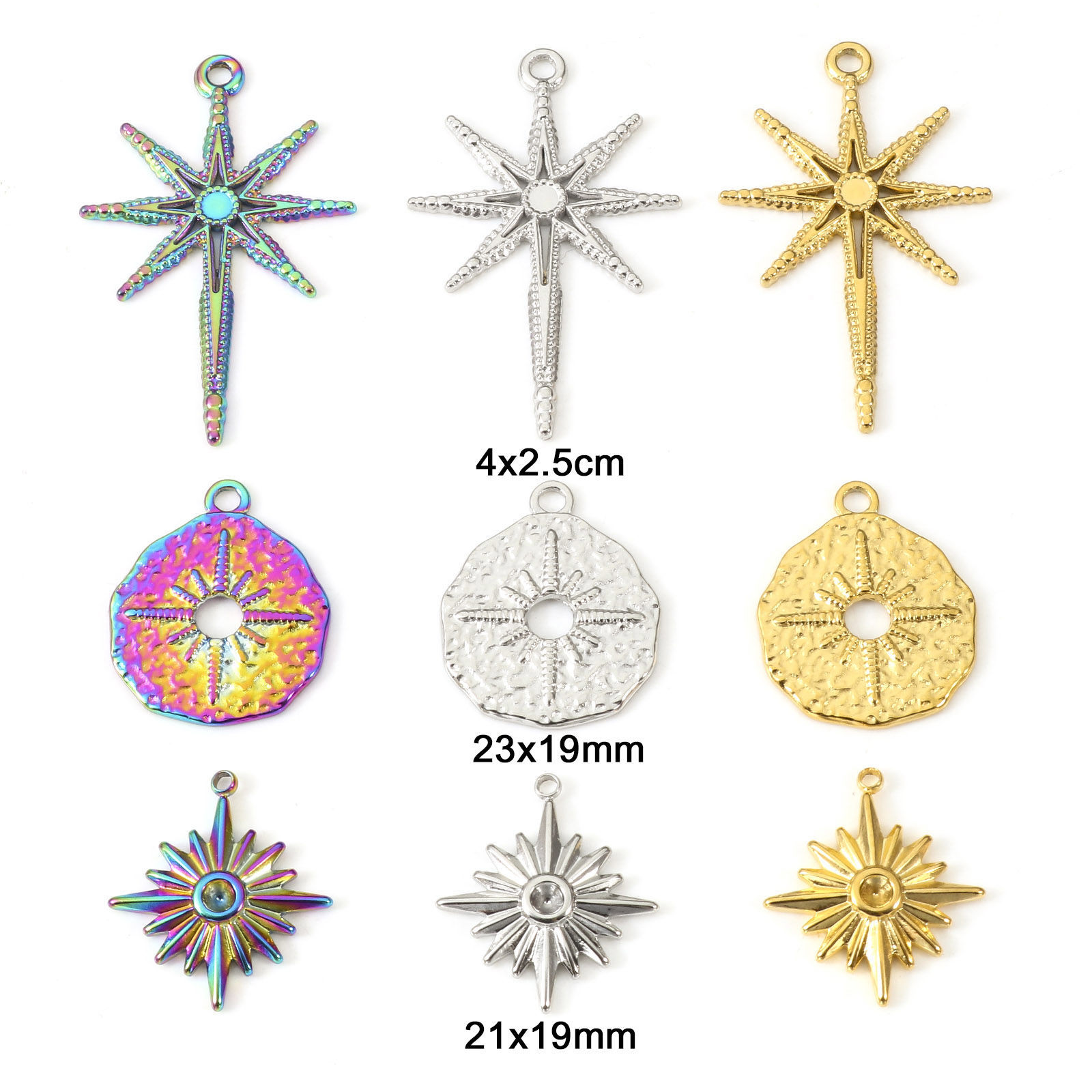 Image de Breloques en 304 Acier Inoxydable Placage Sous Vide Écologique Galaxie Etoile Multicolore 2 Pcs