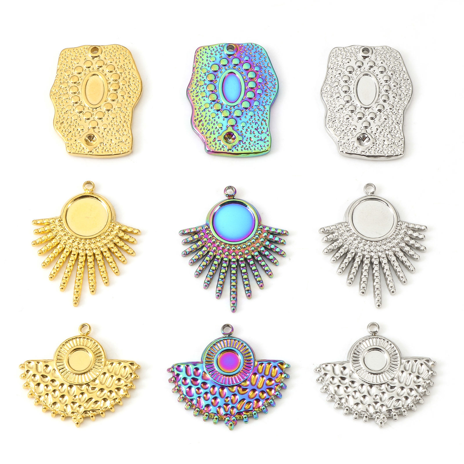 Picture of Eco-friendly Vacuum Plating 304 Stainless Steel Charms Multicolor Geometric