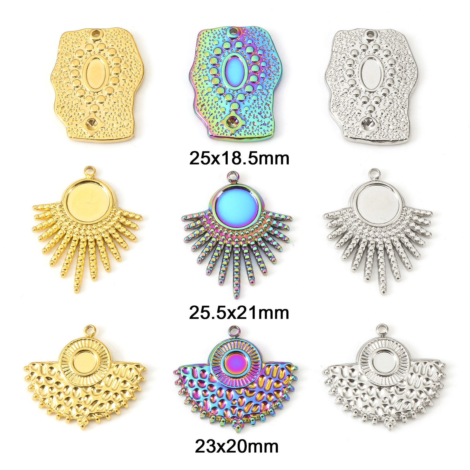 Picture of Eco-friendly Vacuum Plating 304 Stainless Steel Charms Multicolor Geometric
