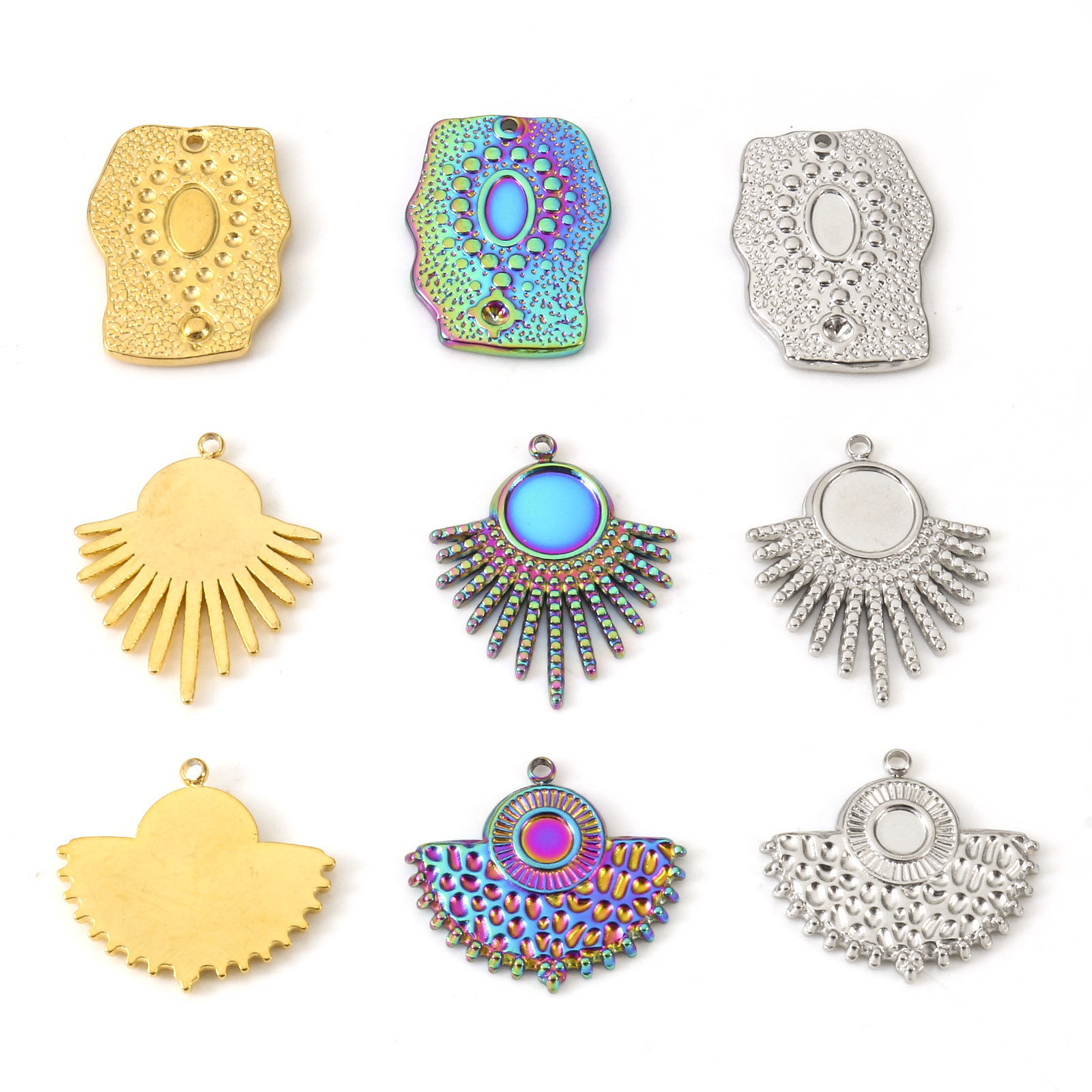 Picture of Eco-friendly Vacuum Plating 304 Stainless Steel Charms Multicolor Geometric