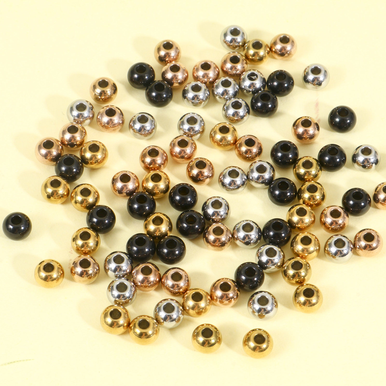 Bild von Umweltfreundlich 201 Edelstahl Perlen für die DIY-Schmuckherstellung Rund Bunt Poliert 5mm D., 10 Stück