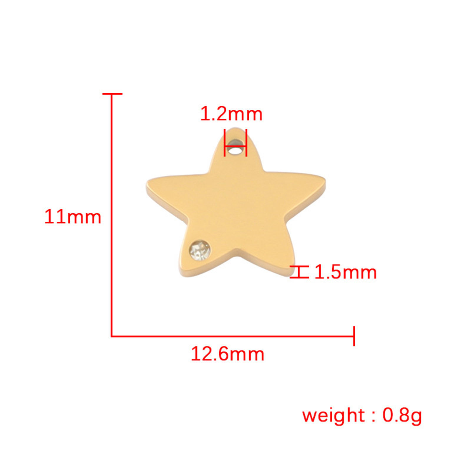 Picture of Eco-friendly 304 Stainless Steel Galaxy Charms Multicolor Pentagram Star Clear Rhinestone 13mm x 11mm
