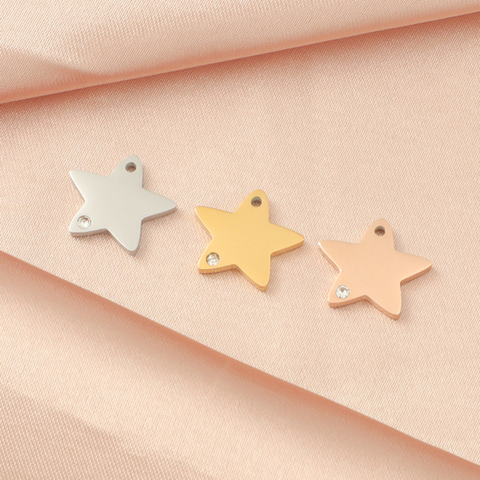 Picture of Eco-friendly 304 Stainless Steel Galaxy Charms Multicolor Pentagram Star Clear Rhinestone 13mm x 11mm