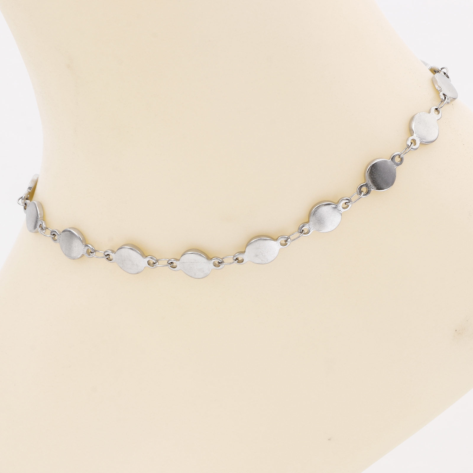 Picture of Eco-friendly 304 Stainless Steel Link Chain Anklet Silver Tone Geometric 24cm - 22cm long