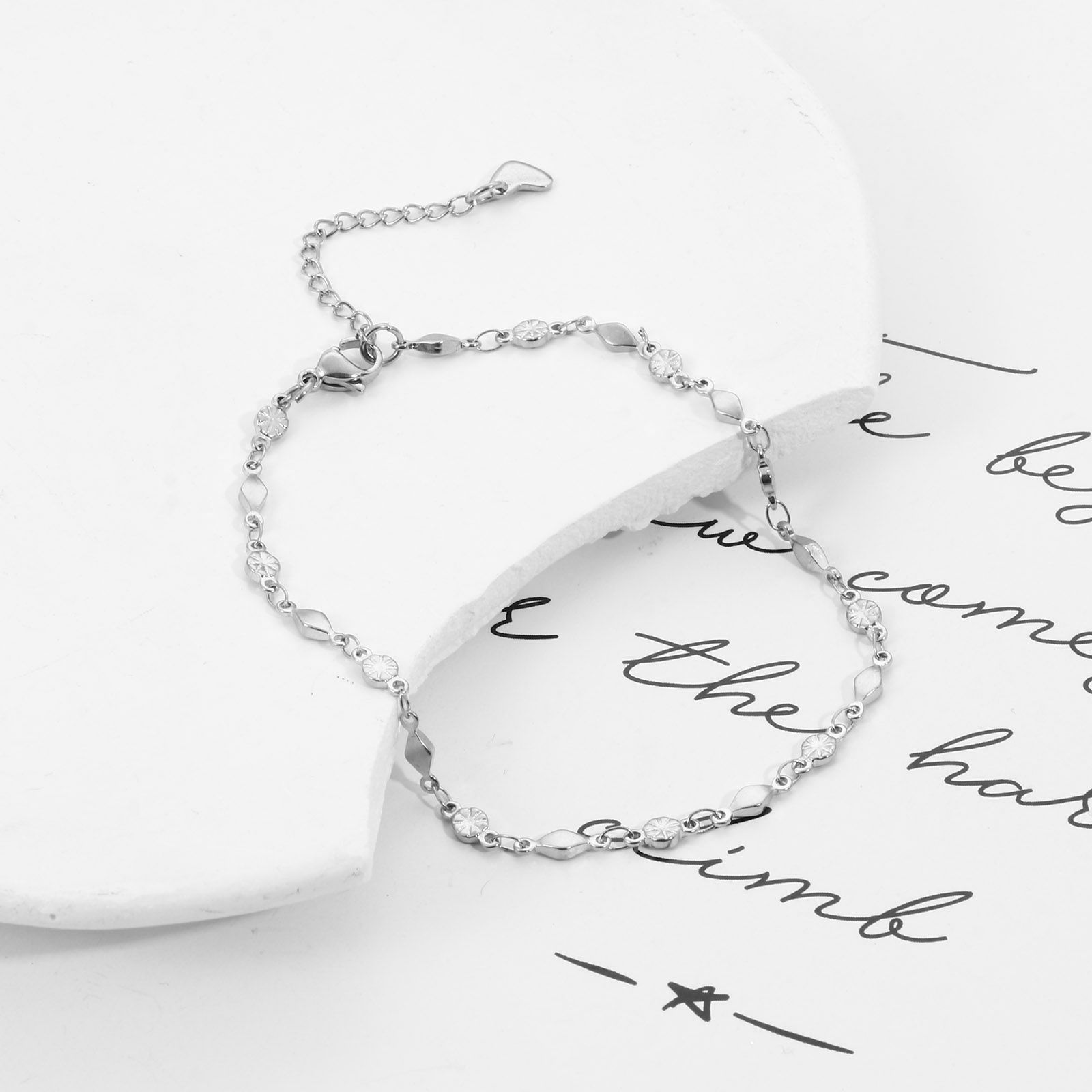 Picture of Eco-friendly 304 Stainless Steel Link Chain Anklet Silver Tone Geometric 24cm - 22cm long