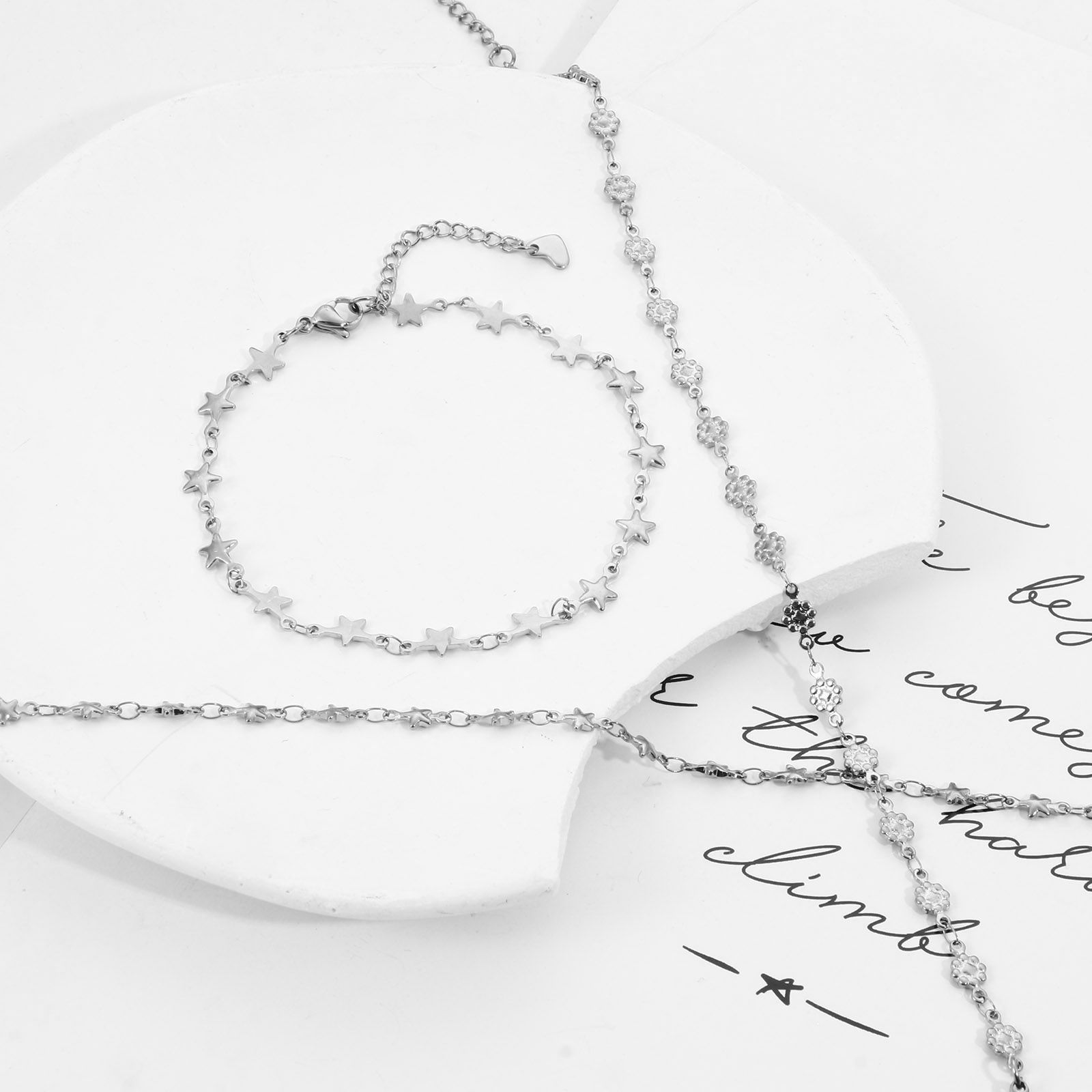 Picture of Eco-friendly 304 Stainless Steel Link Chain Anklet Silver Tone Leaf Lightning 24cm - 22cm long