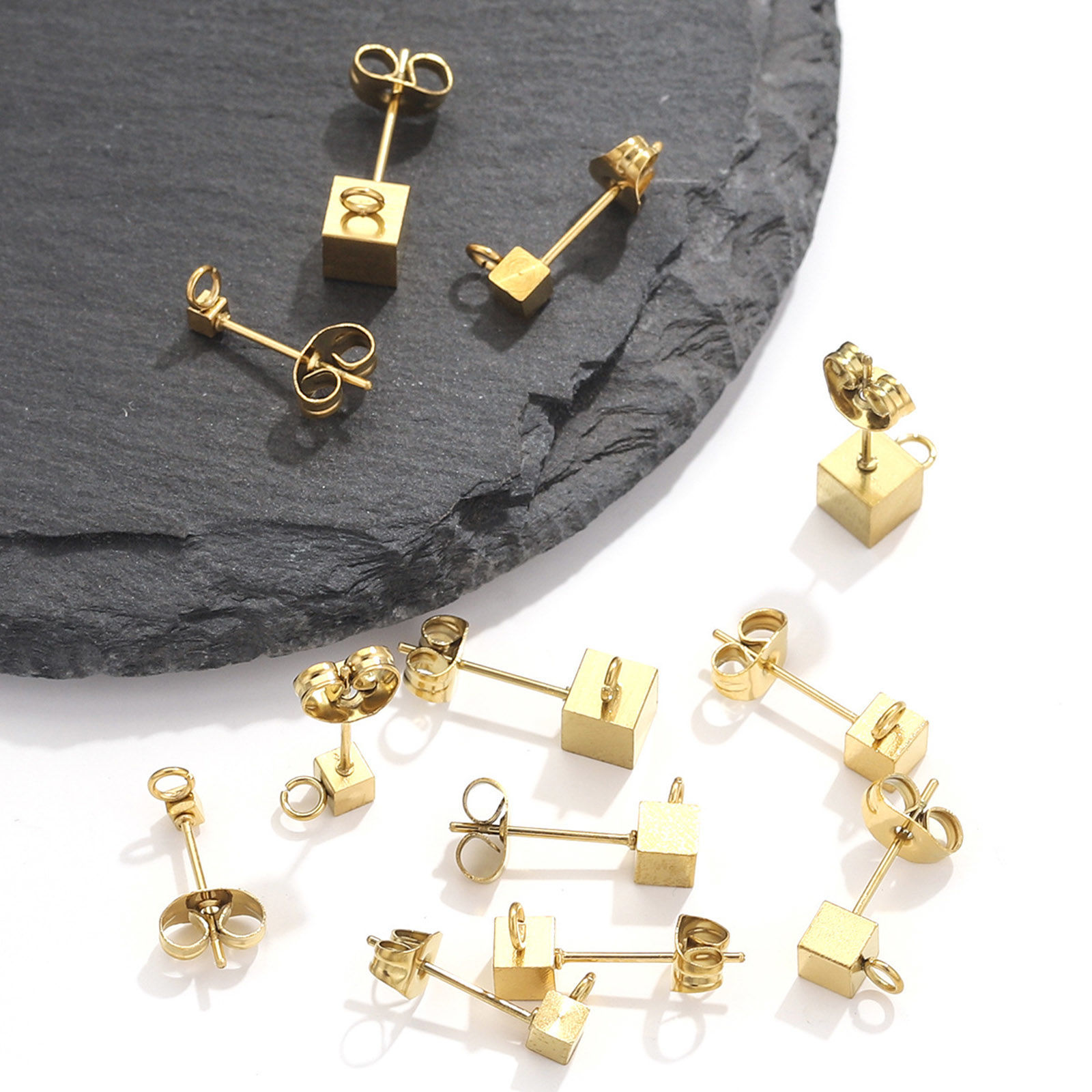 Picture of Eco-friendly 304 Stainless Steel Mother's Day Earring Accessories Cube Multicolor With Loop