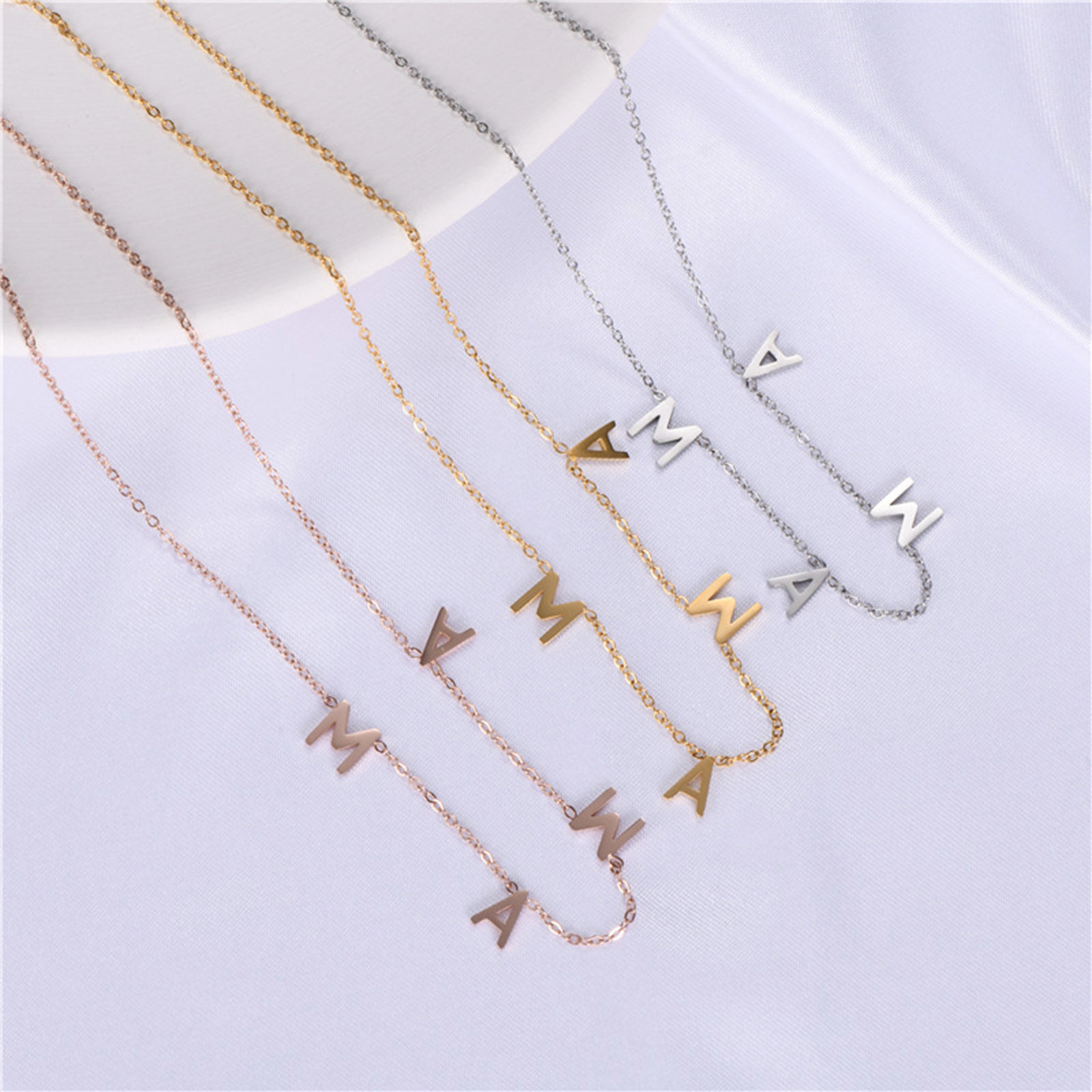 Picture of Eco-friendly 304 Stainless Steel Mother's Day Link Cable Chain Necklace Multicolor Message " Mama " 42cm(16 4/8") long