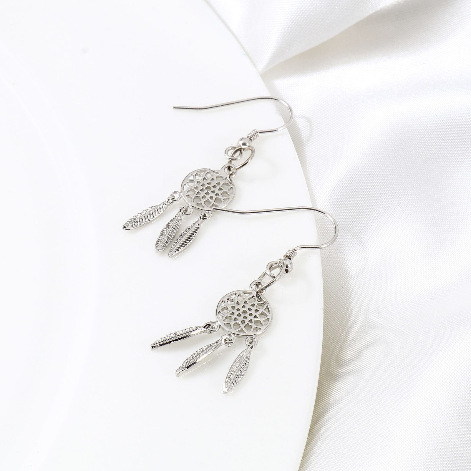 Picture of Brass Charms Real Gold Plated Dream Catcher Feather Hollow 24mm x 9mm