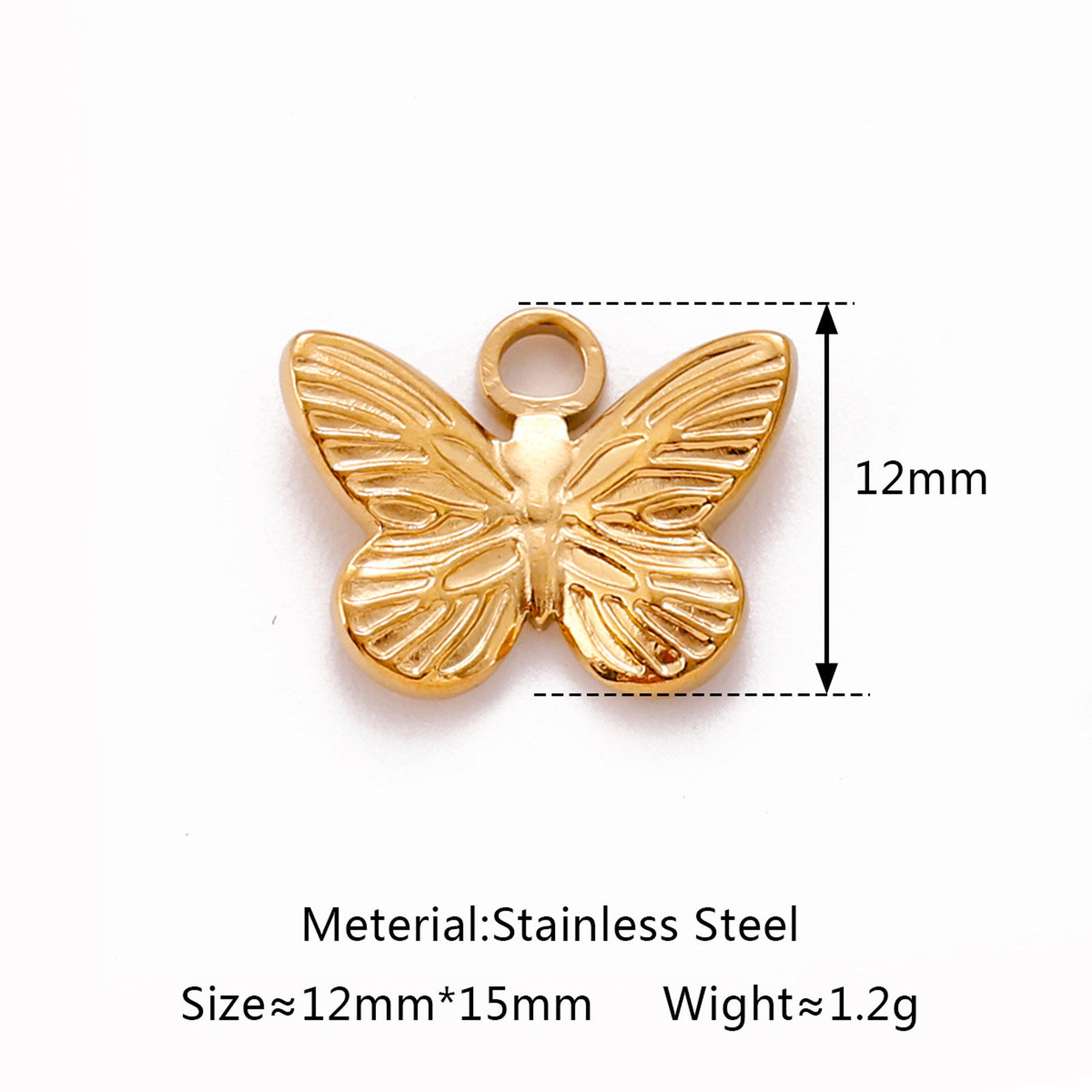 Picture of Eco-friendly 304 Stainless Steel Insect Charms Multicolor Butterfly Animal 15mm x 12mm