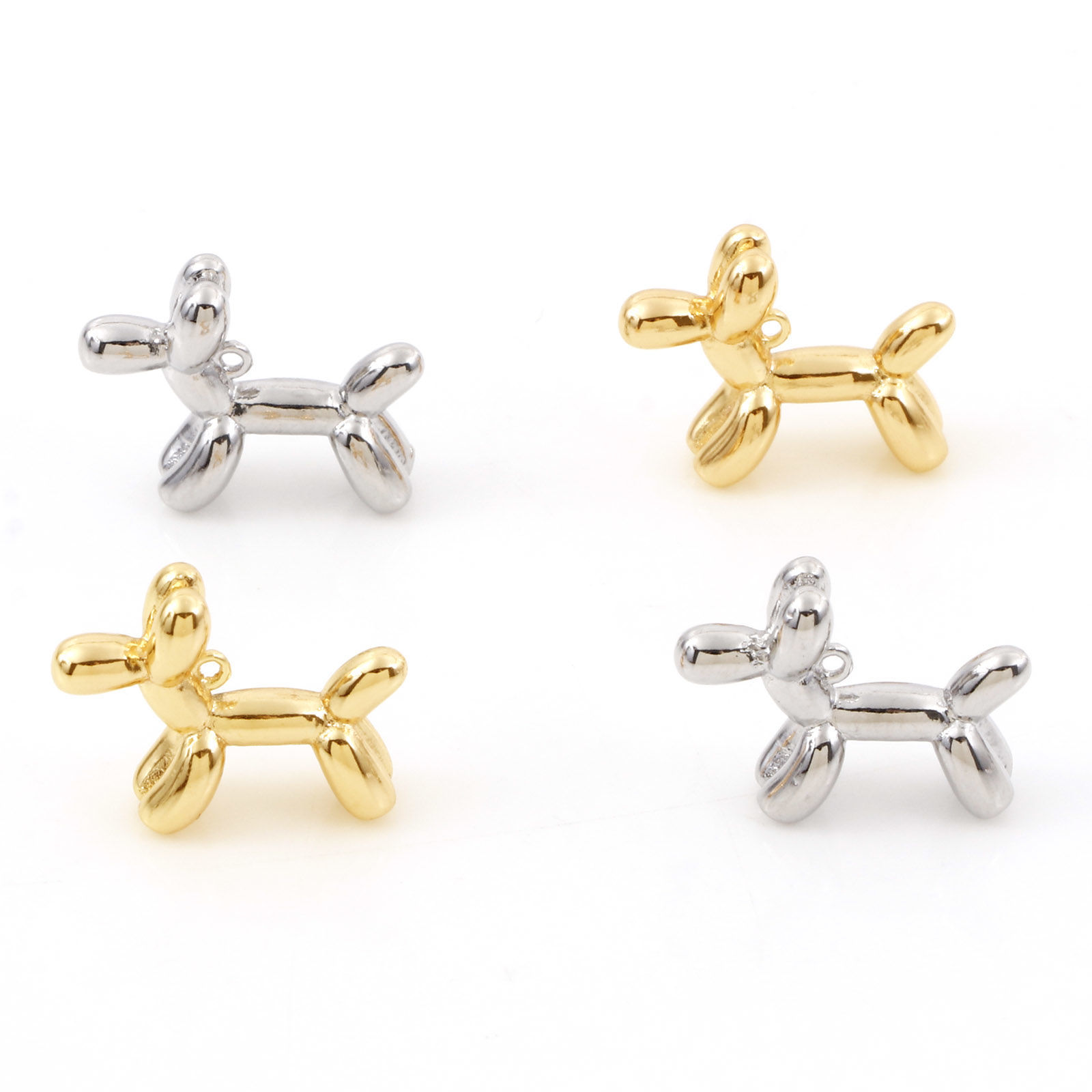 Picture of Brass Charms Real Gold Plated Balloon Dog 16mm x 13mm