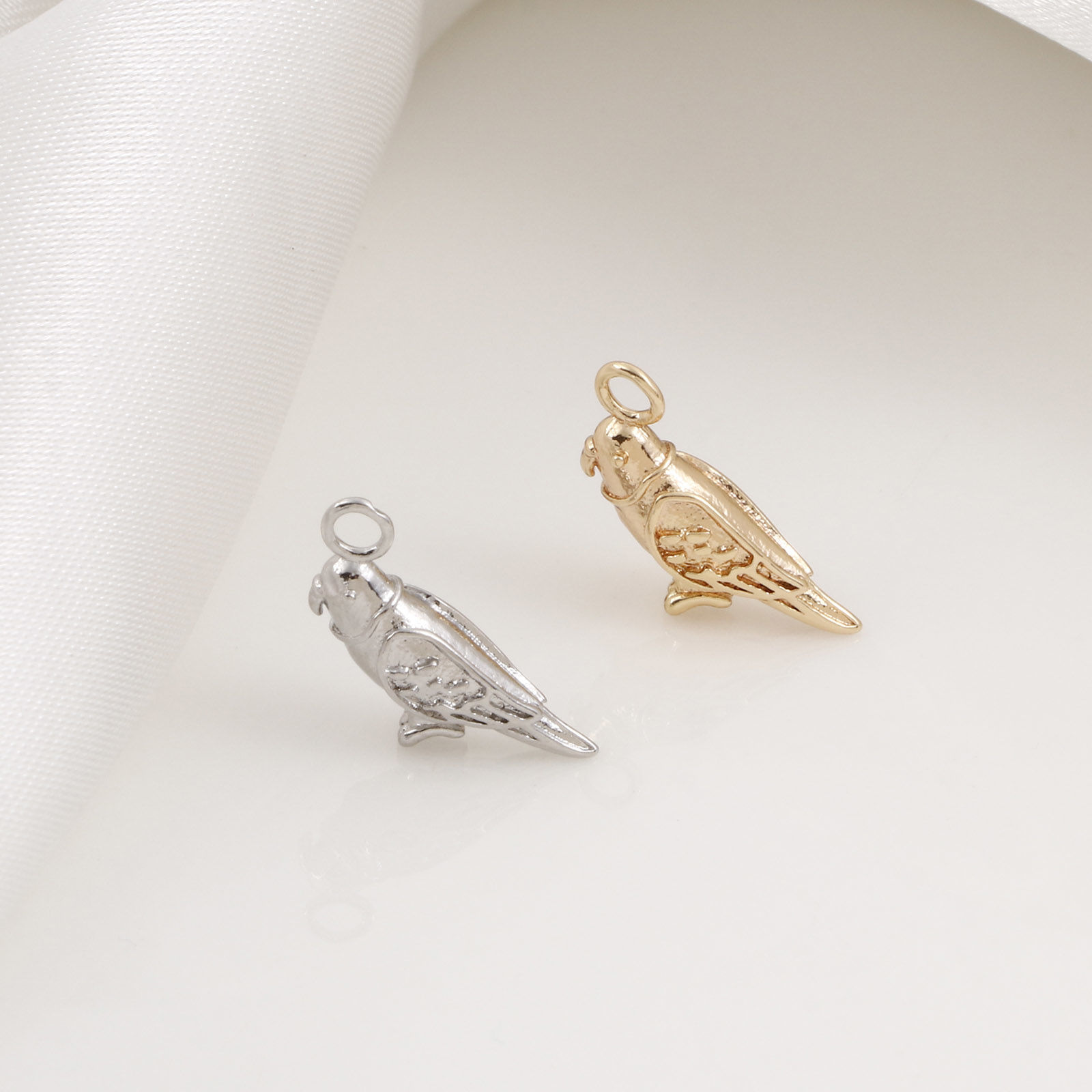 Picture of Brass Charms Real Gold Plated Parrot Animal 3D 13mm x 12mm