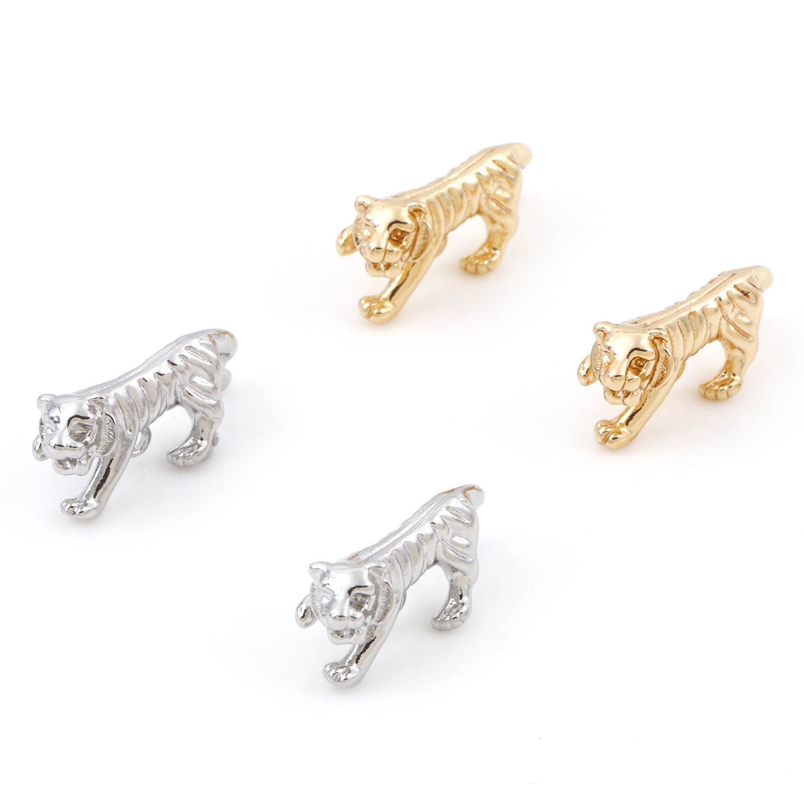 Picture of Brass Charms Real Gold Plated Tiger Animal 3D 21mm x 11mm