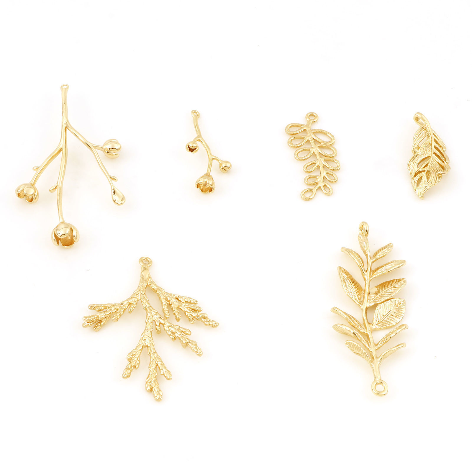 Bild von Messing Anhänger 18K Echtgold plattiert Blumen Blätter 3D 2 Stück