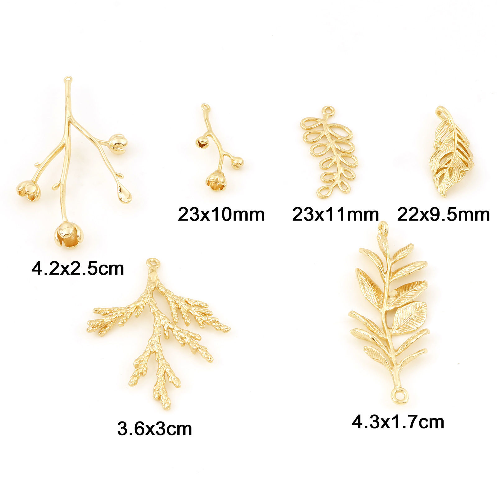 Bild von Messing Anhänger 18K Echtgold plattiert Blumen Blätter 3D 2 Stück