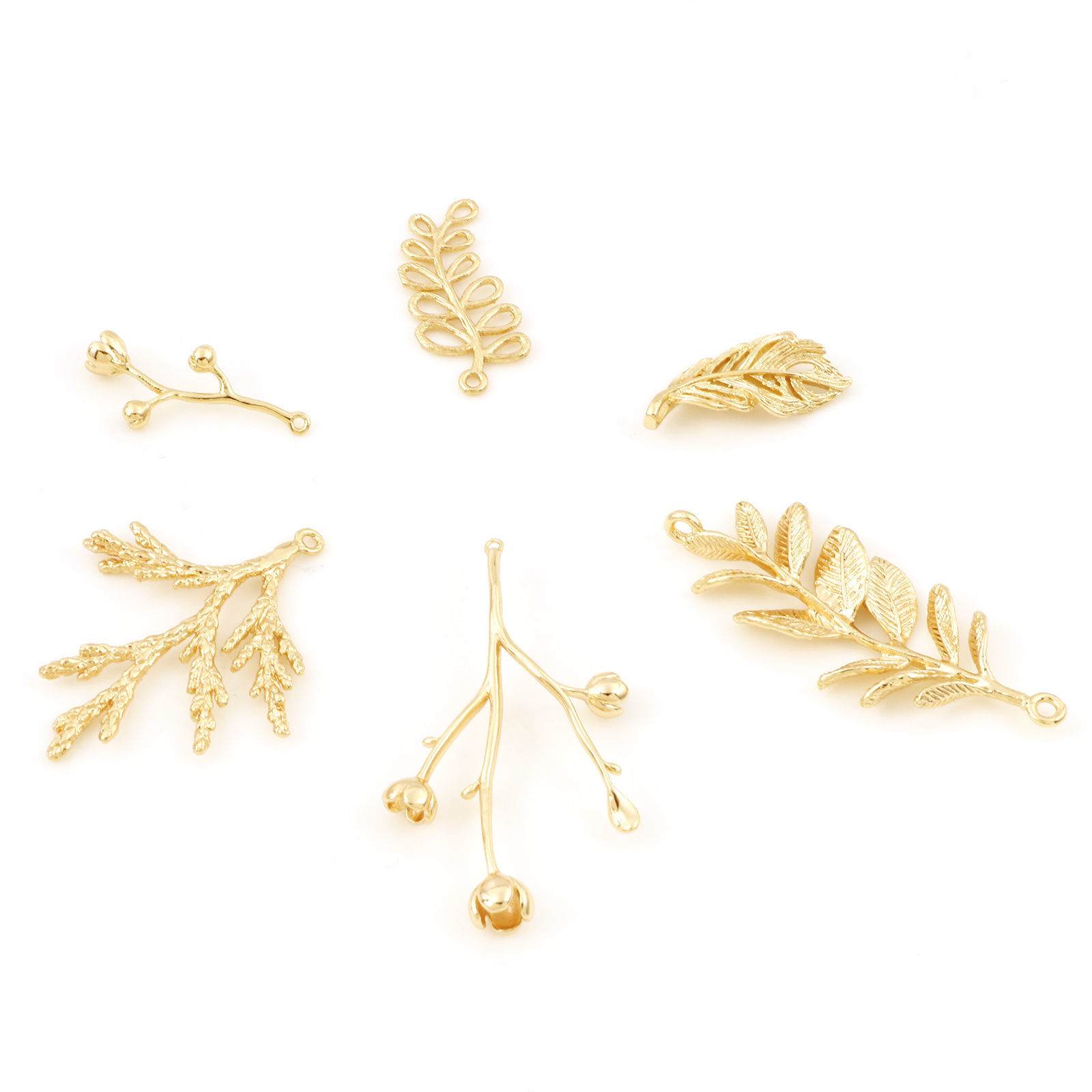 Bild von Messing Anhänger 18K Echtgold plattiert Blumen Blätter 3D 2 Stück