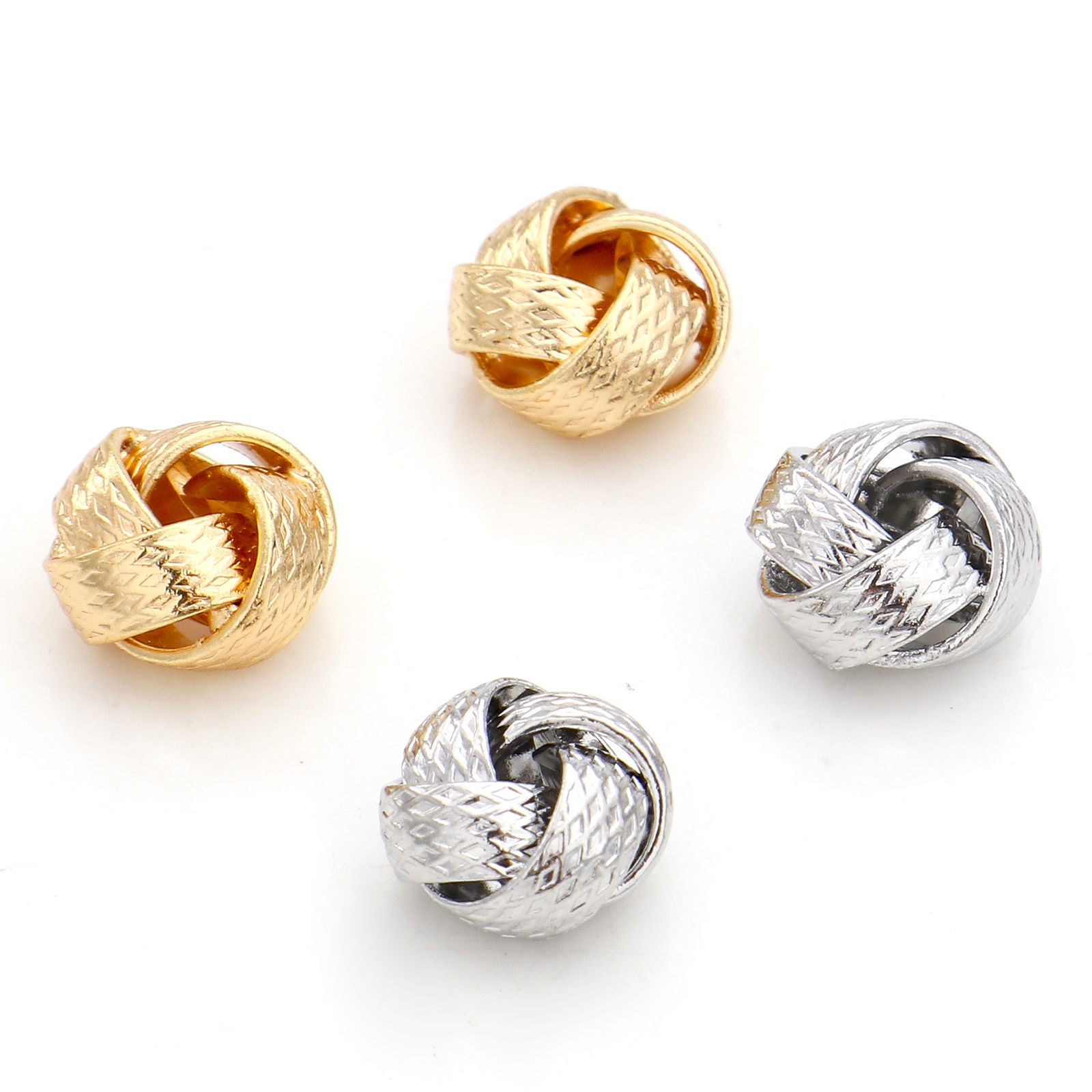 Picture of Brass Beads For DIY Jewelry Making Real Gold Plated Ball Of Yarn Hollow About 9mm x 9mm