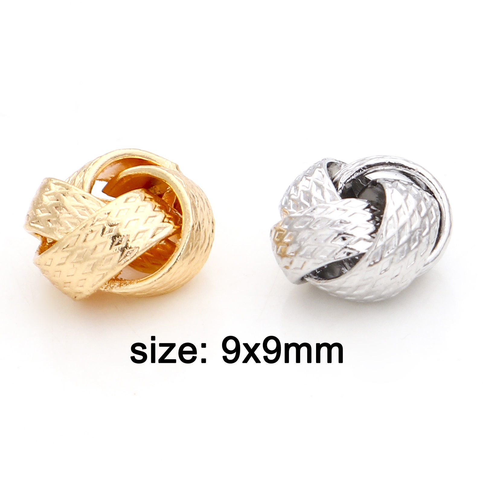 Picture of Brass Beads For DIY Jewelry Making Real Gold Plated Ball Of Yarn Hollow About 9mm x 9mm