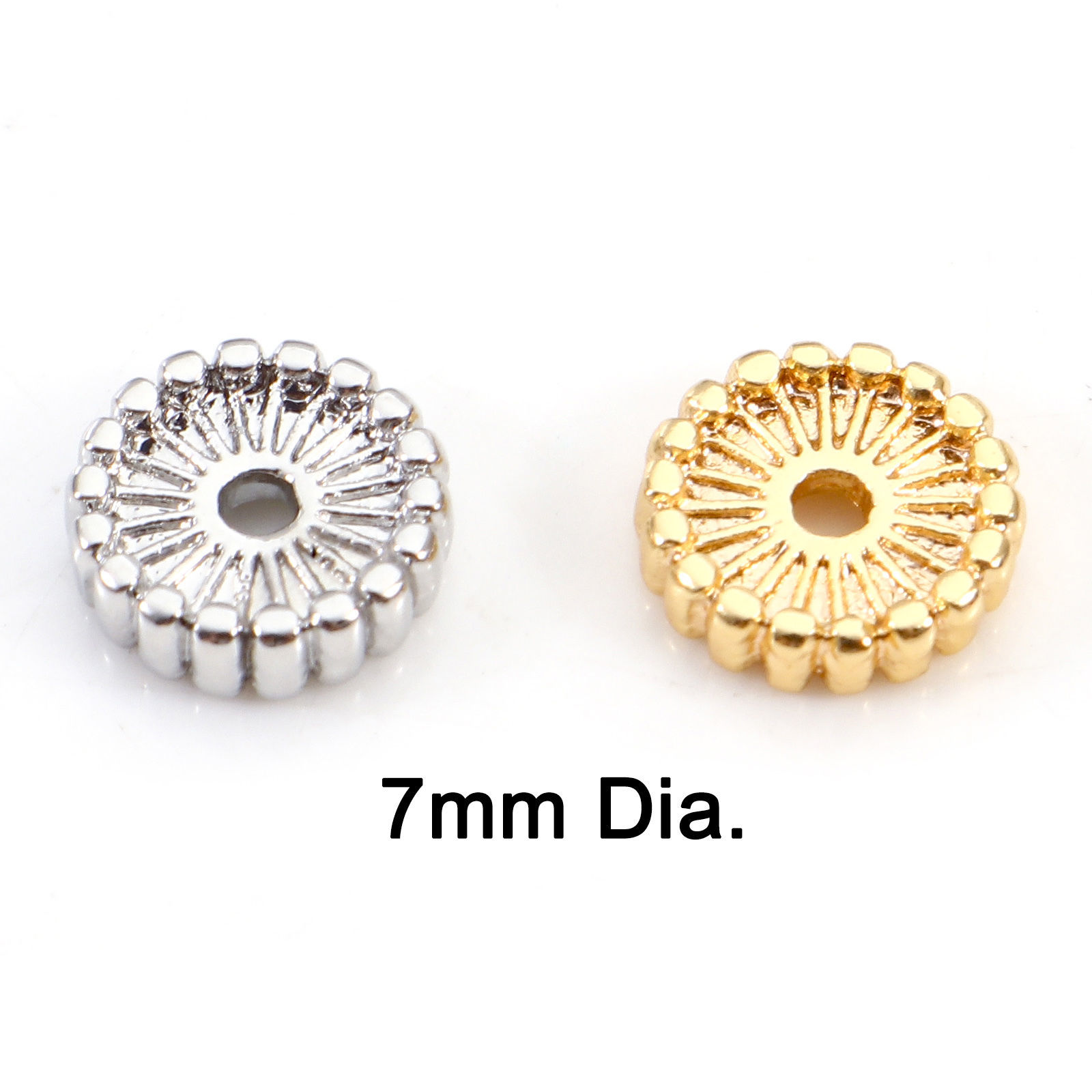 Picture of Brass Spacer Beads For DIY Bracelet Jewelry Making Findings Real Gold Plated Round About 7mm Dia