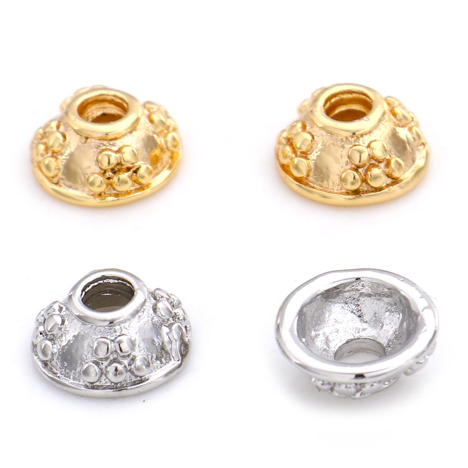 Picture of Brass Beads Caps Flower Real Gold Plated Hollow 6mm Dia.