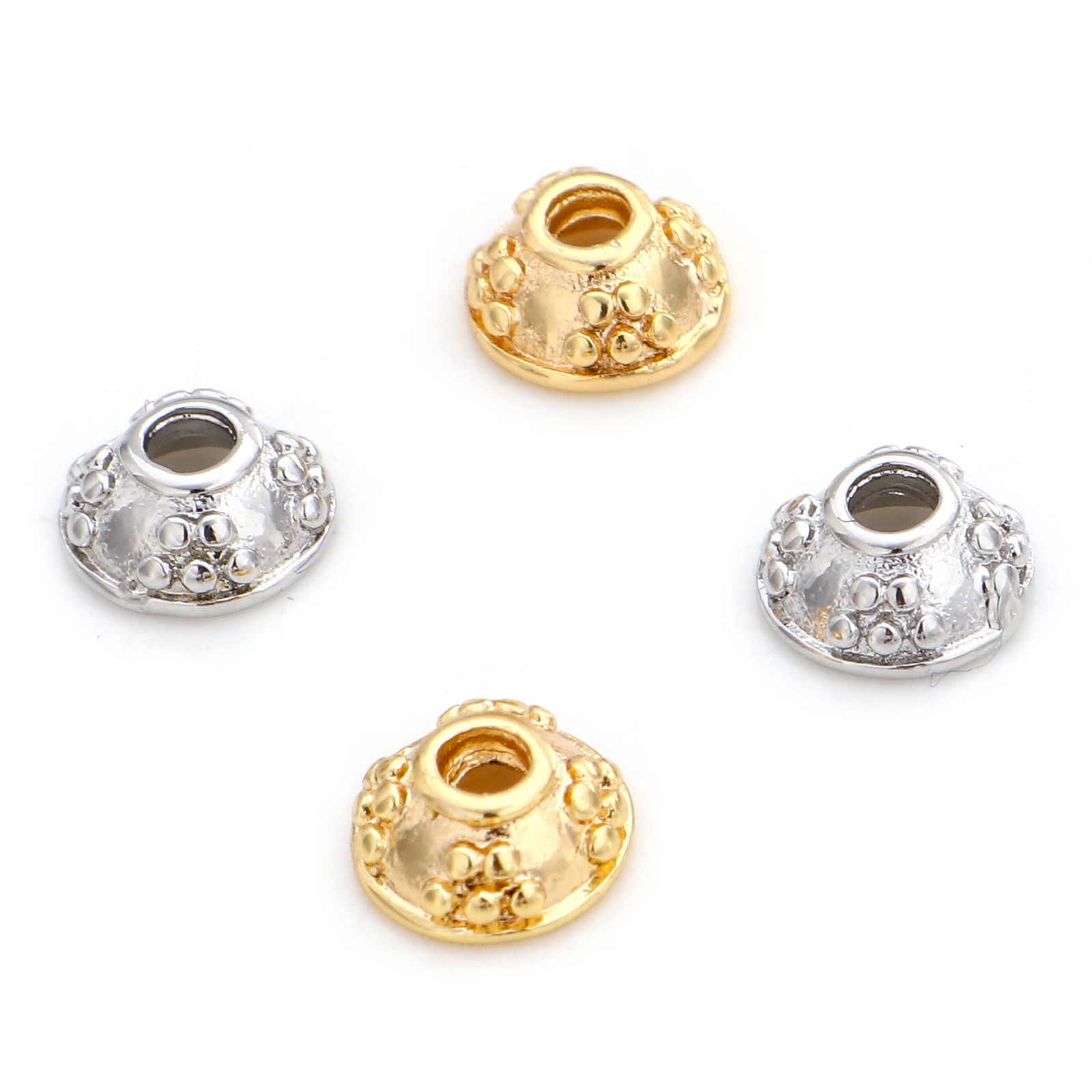 Picture of Brass Beads Caps Flower Real Gold Plated Hollow 6mm Dia.