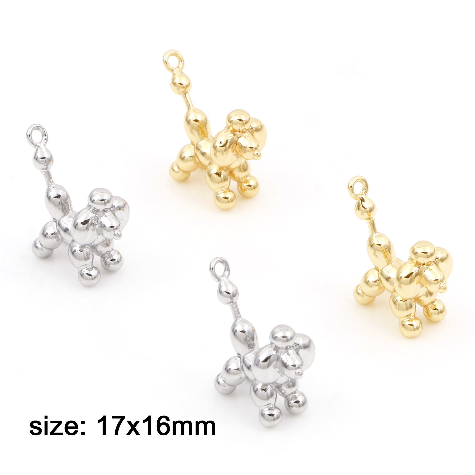 Bild von Messing Charms Echtgold plattiert Ballon Hund 17mm x 16mm, 2 Stück