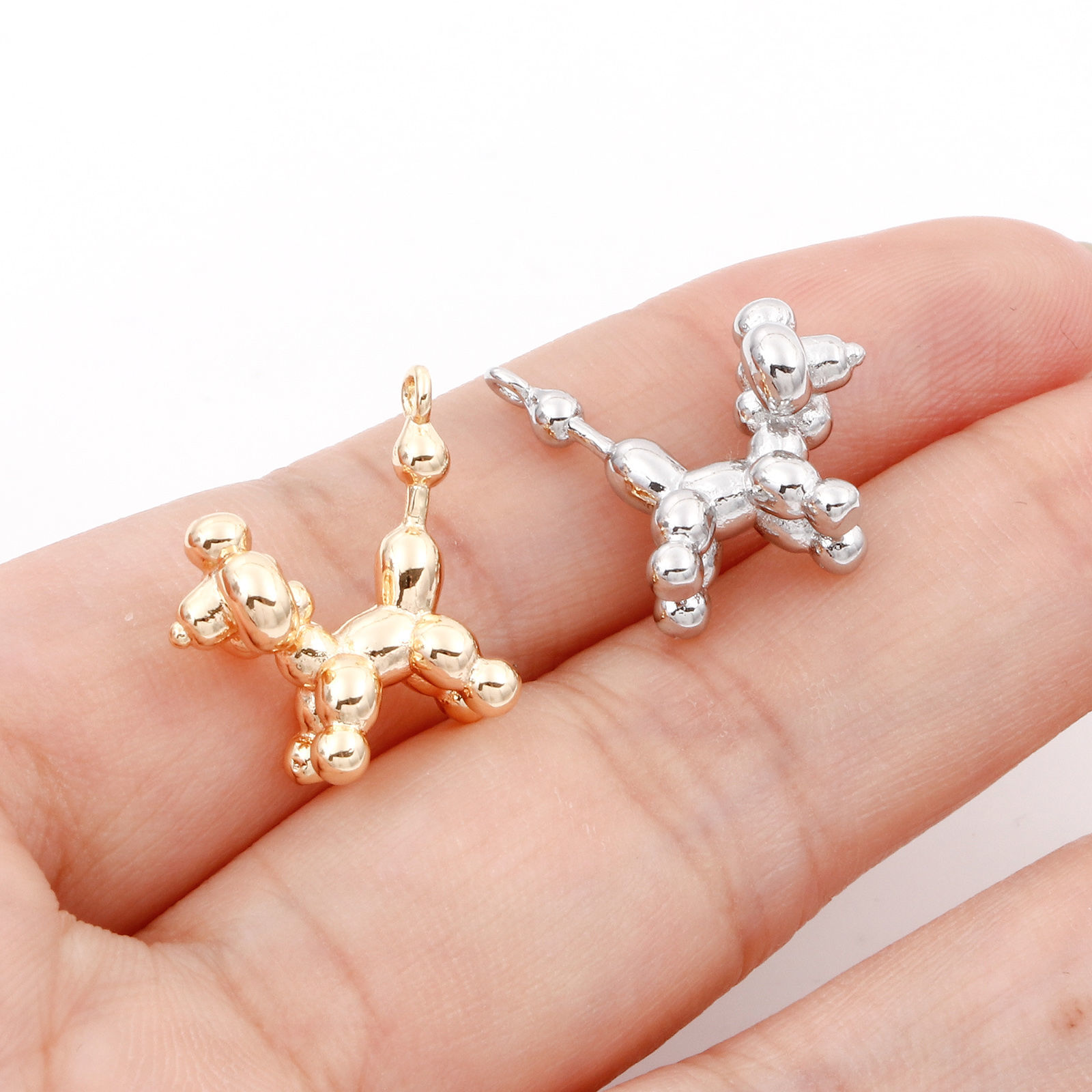 Bild von Messing Charms Echtgold plattiert Ballon Hund 17mm x 16mm, 2 Stück
