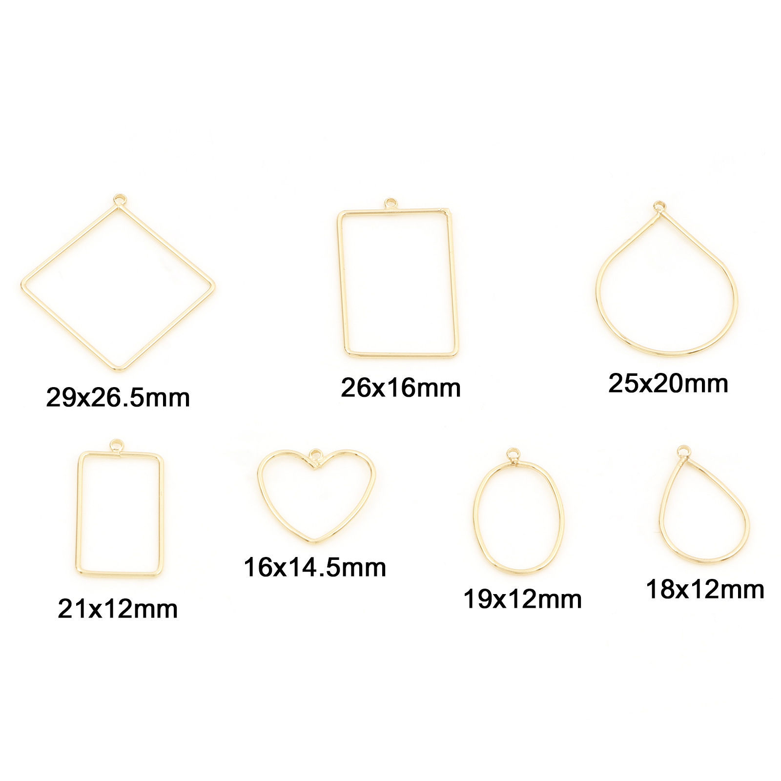 Image de Breloques en Laiton Cœur Plaqué Or Véritable 18K Ovale 5 Pcs