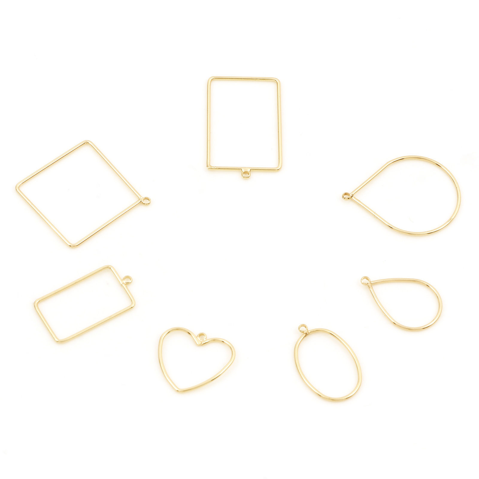 Image de Breloques en Laiton Cœur Plaqué Or Véritable 18K Ovale 5 Pcs