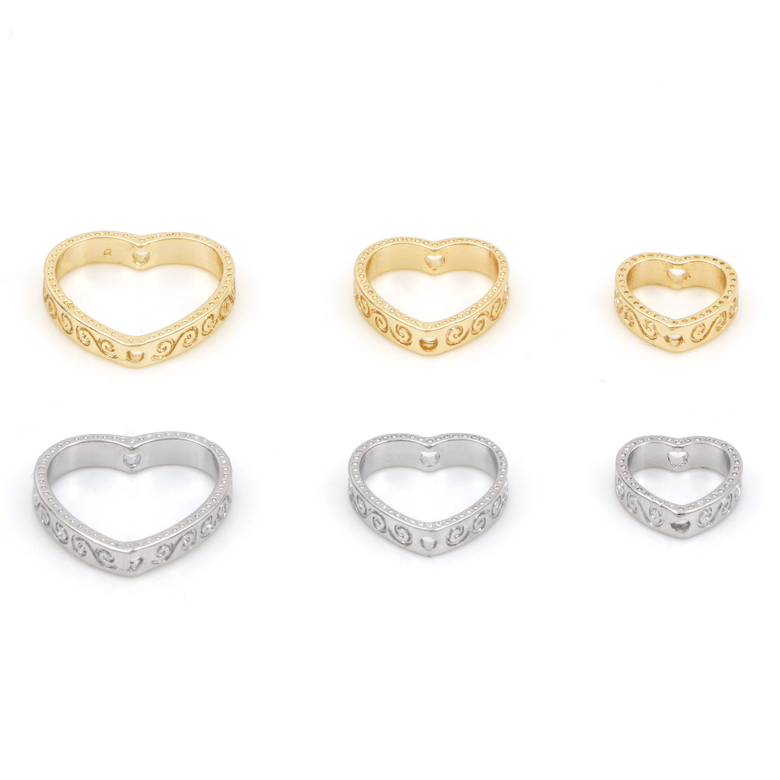 Picture of Brass Beads Frames Heart Filigree Real Gold Plated