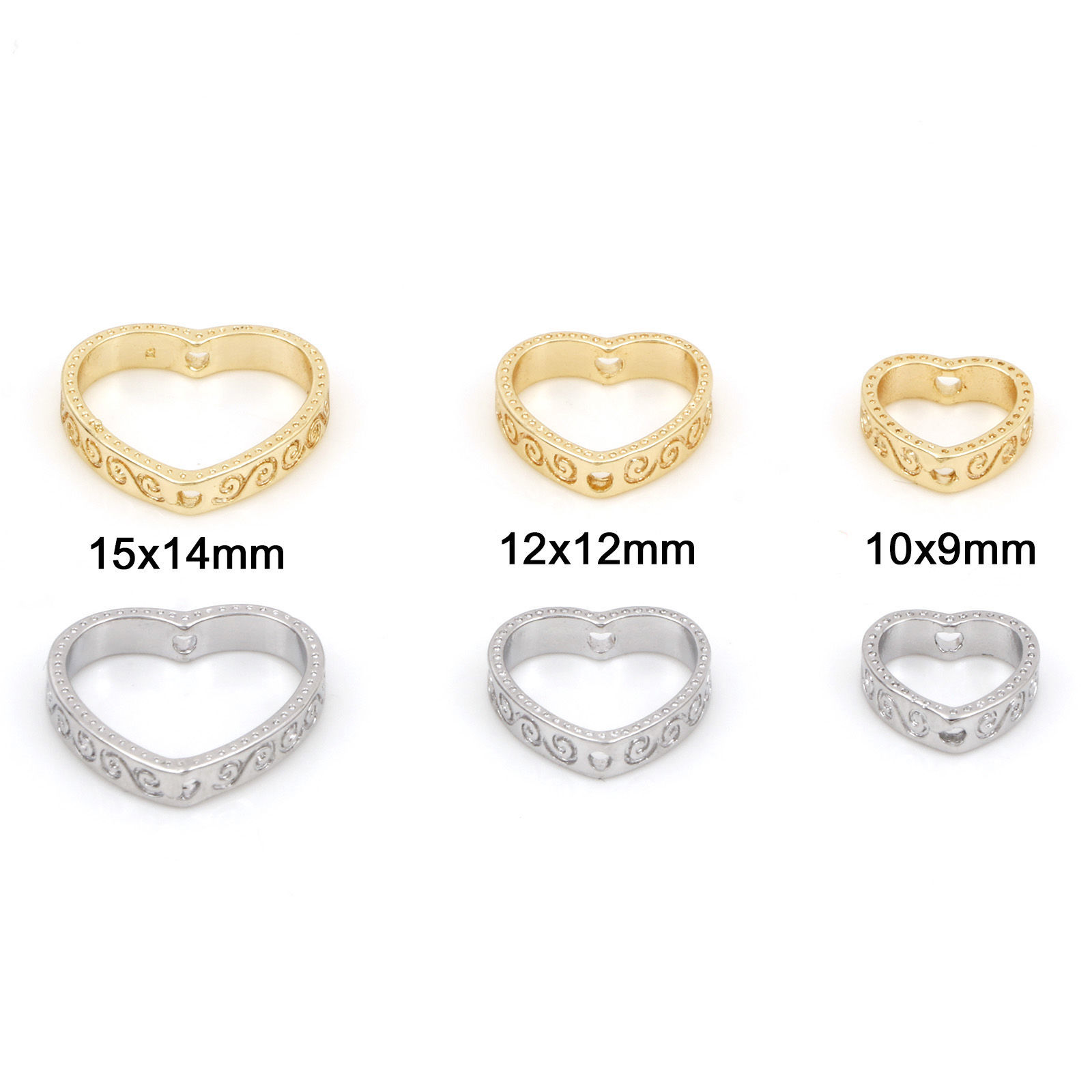 Picture of Brass Beads Frames Heart Filigree Real Gold Plated
